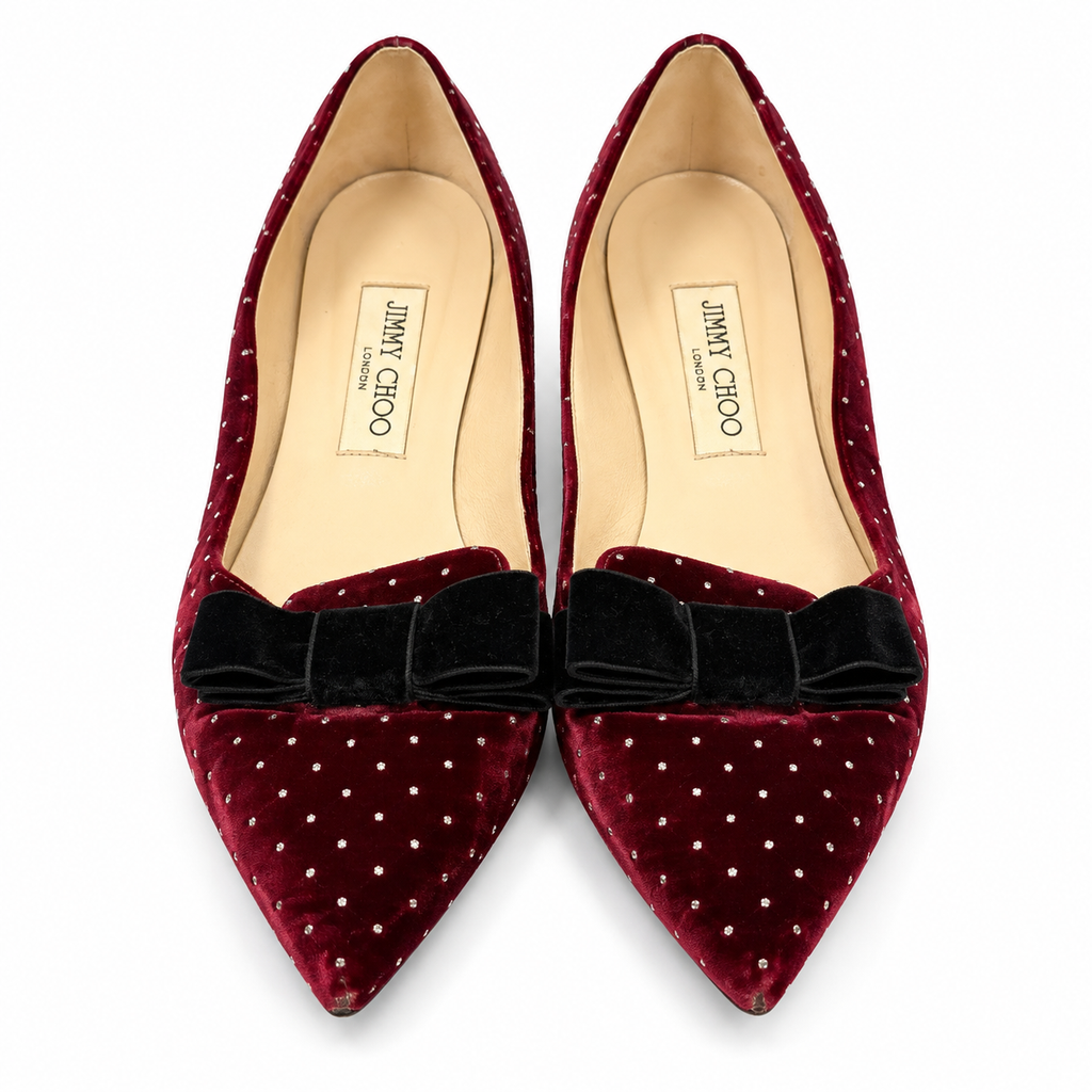 JIMMY CHOO VELVET FLAT