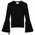 PHILLIP LIM RIBBED KNIT PLEATED FLARED SLEEVE