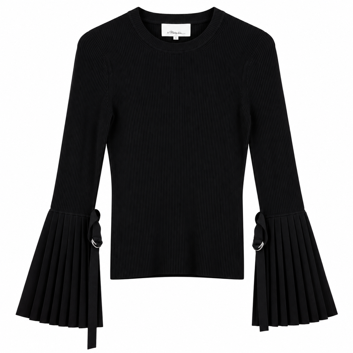 PHILLIP LIM RIBBED KNIT PLEATED FLARED SLEEVE