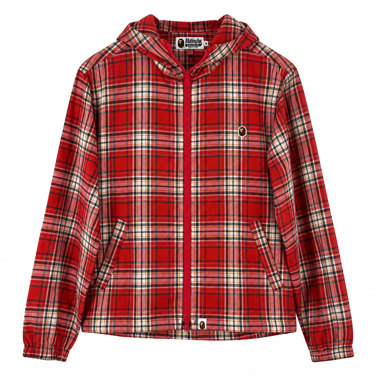 BAPE RED PLAID FULL ZIP