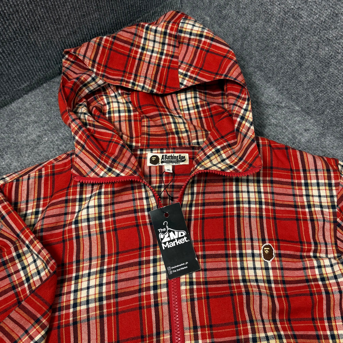 BAPE RED PLAID FULL ZIP