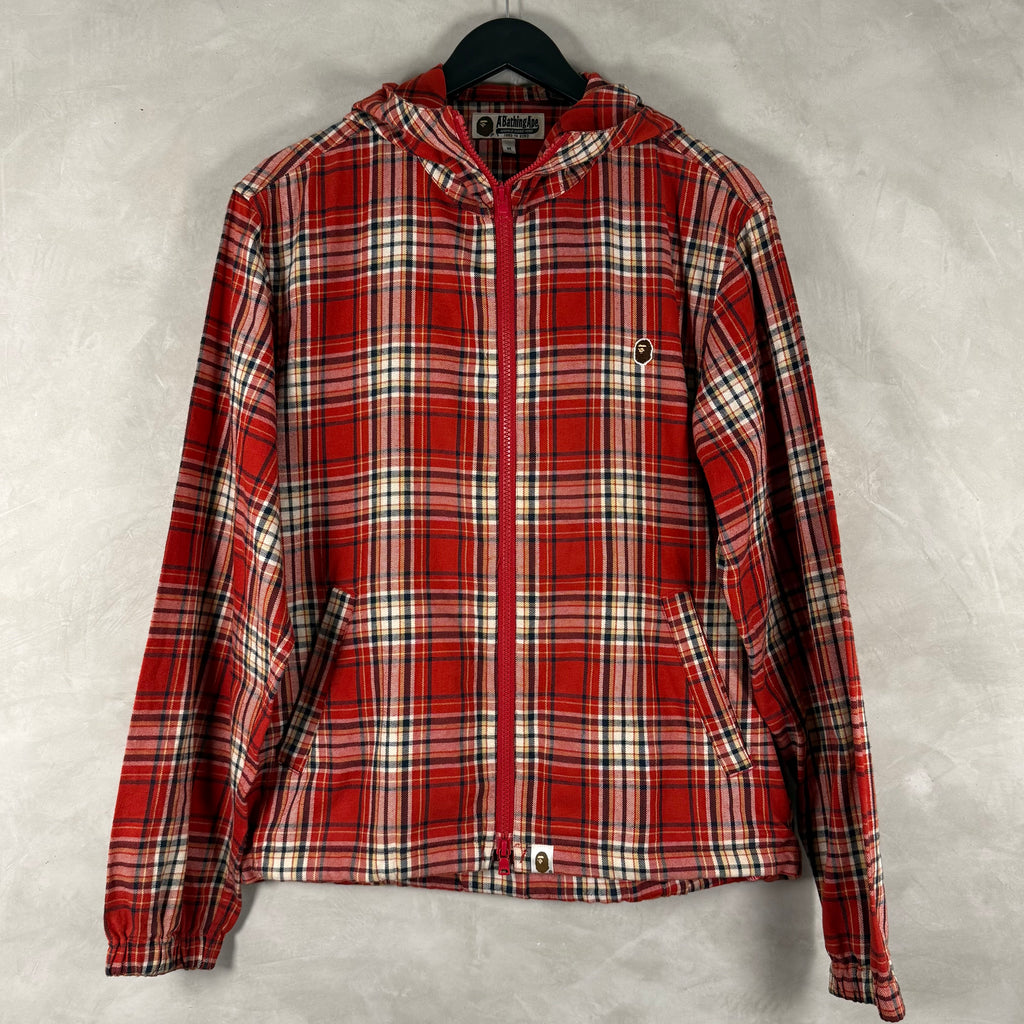 BAPE RED PLAID FULL ZIP