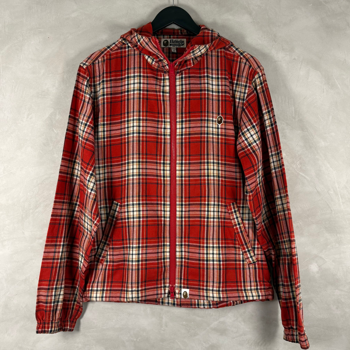 BAPE RED PLAID FULL ZIP