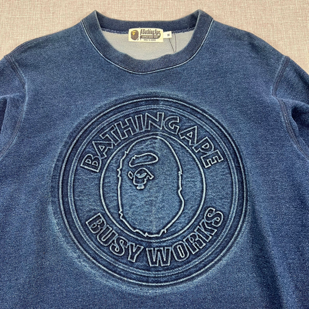 BAPE "BUSY WORKS" EMBOSSED LOGO SWEATSHIRT