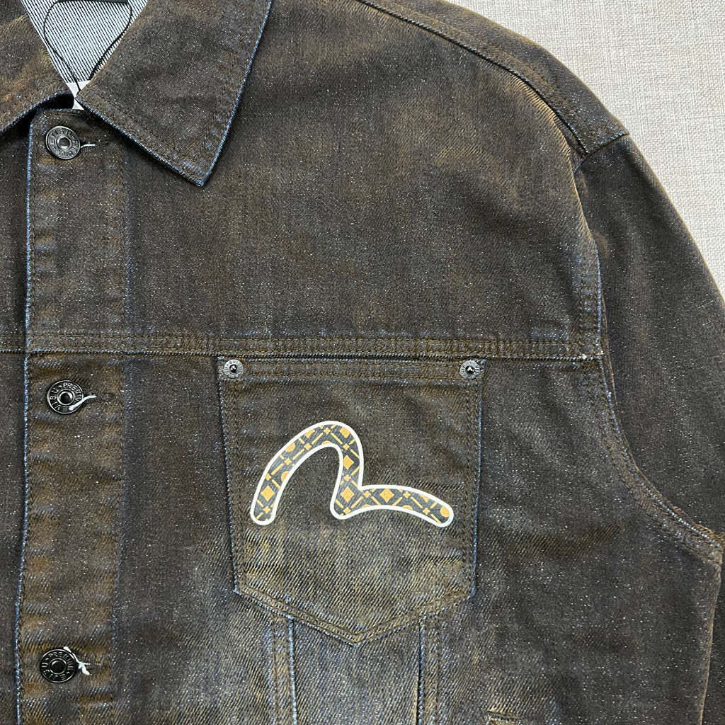 EVISU SUEDE-COATED DENIM JACKET