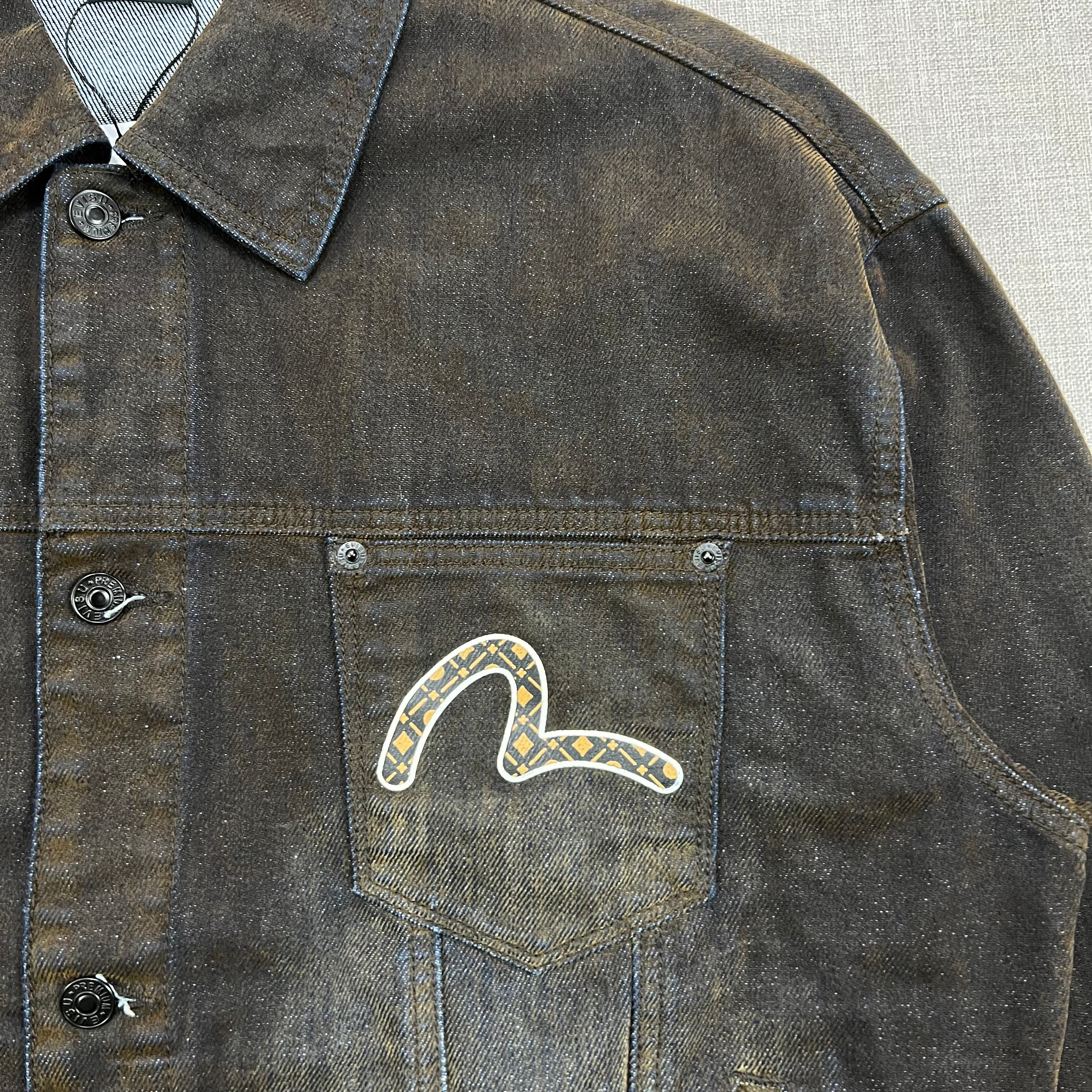 EVISU SUEDE-COATED DENIM JACKET