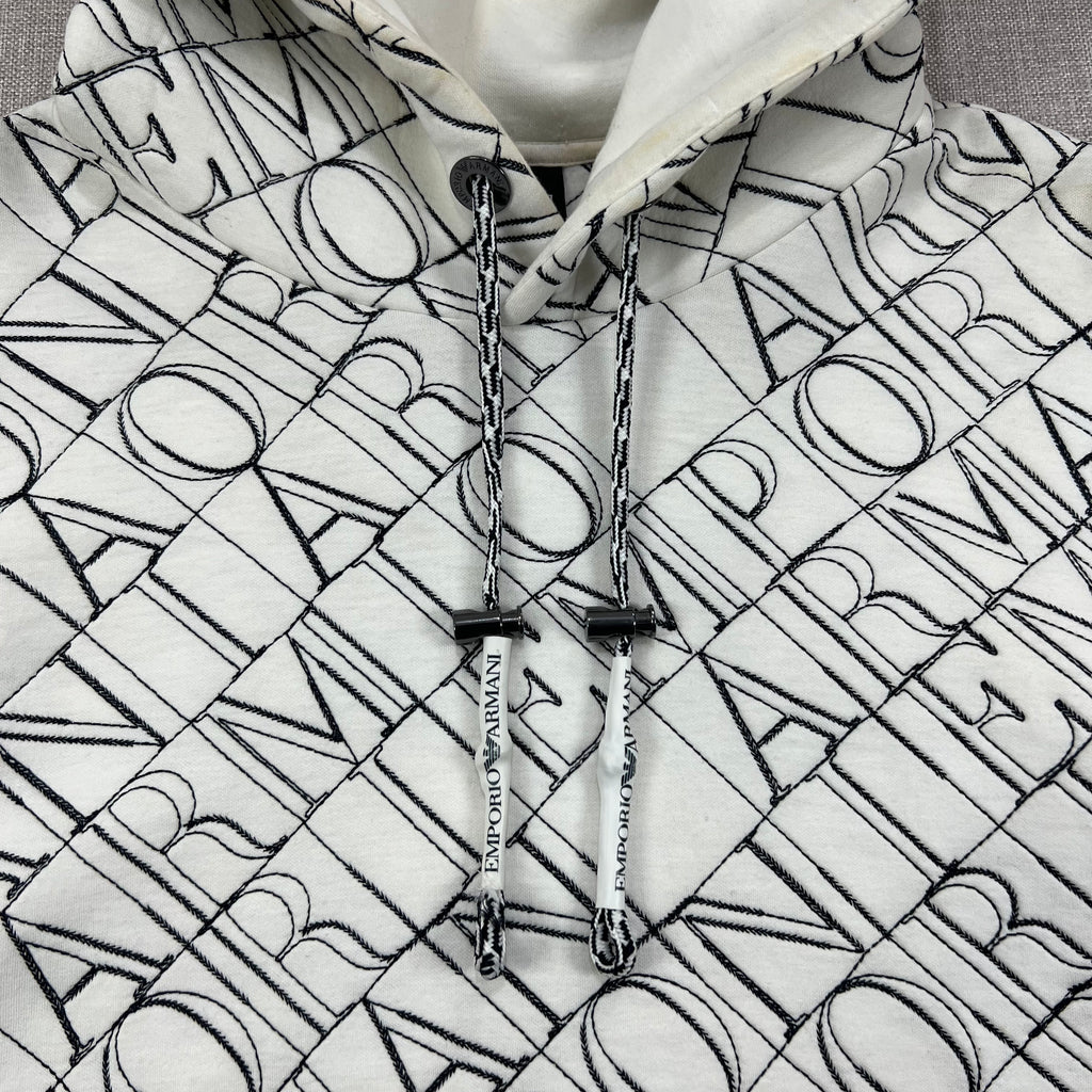 EMPORIO ARMANI CROSSWORD-STYLE TEXT LOGO HOODIE