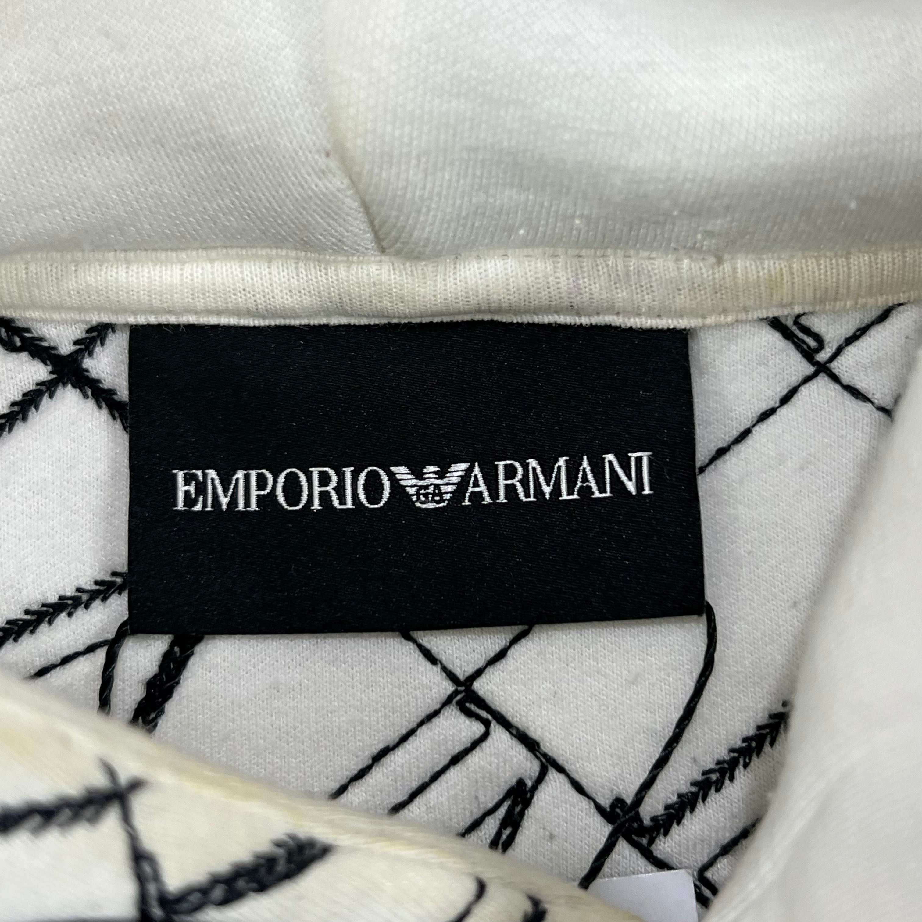 EMPORIO ARMANI CROSSWORD-STYLE TEXT LOGO HOODIE