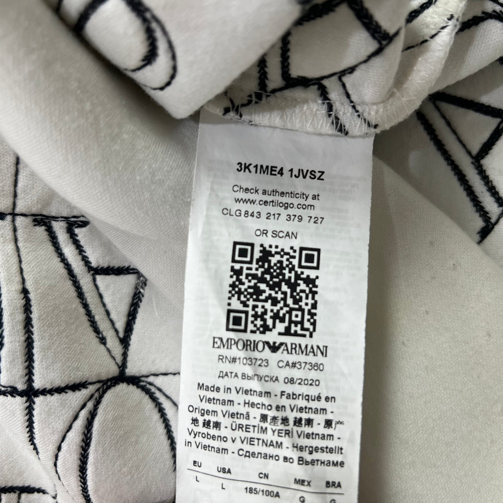 EMPORIO ARMANI CROSSWORD-STYLE TEXT LOGO HOODIE