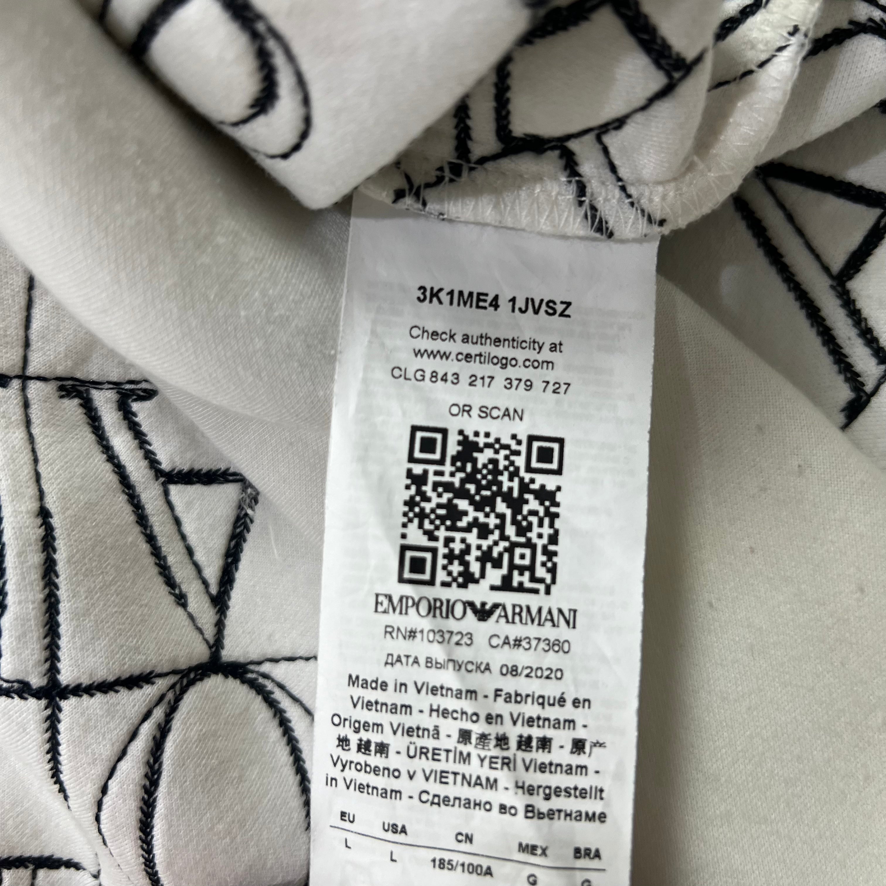 EMPORIO ARMANI CROSSWORD-STYLE TEXT LOGO HOODIE