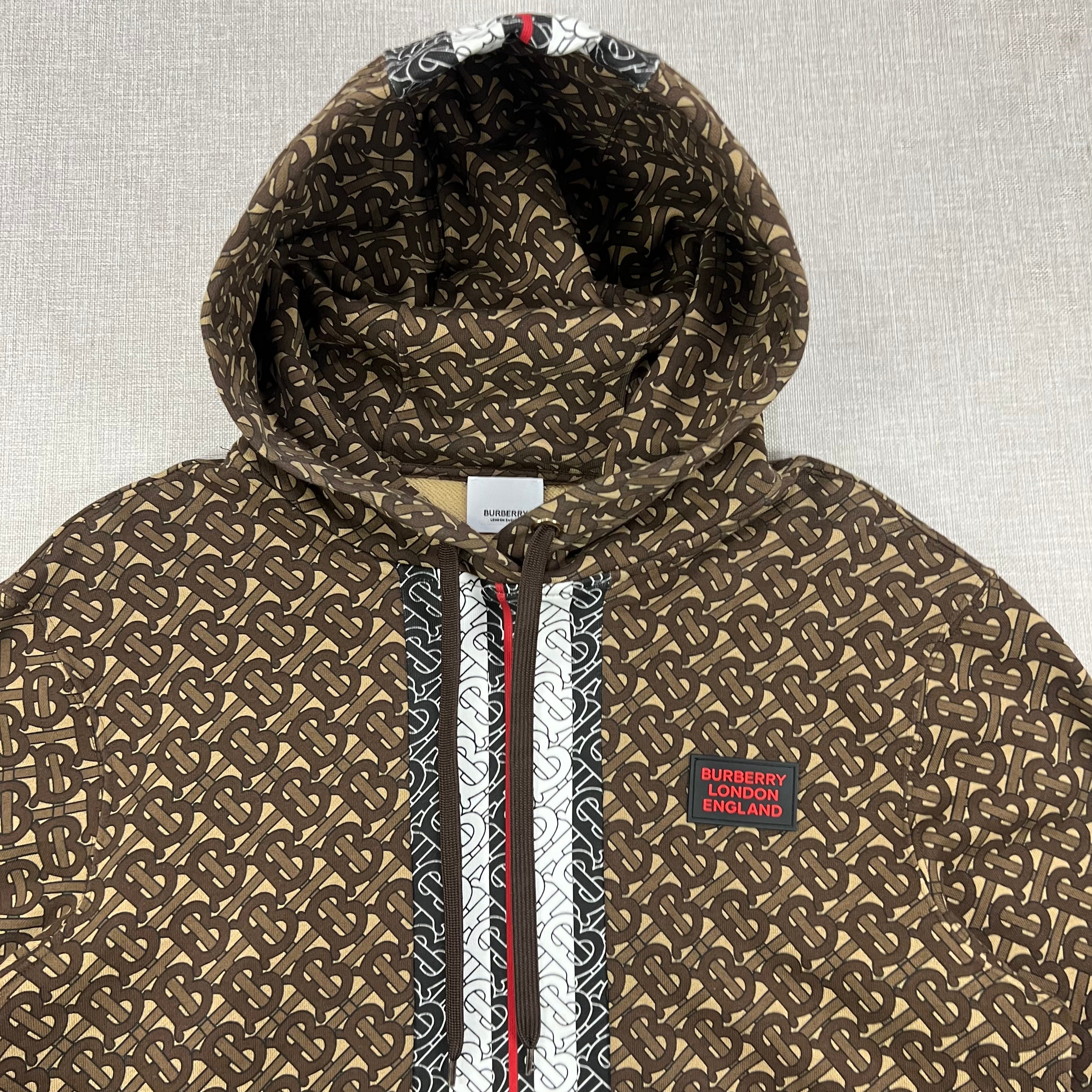 BURBERRY LONDON BROWN TB MONOGRAM HOODIE