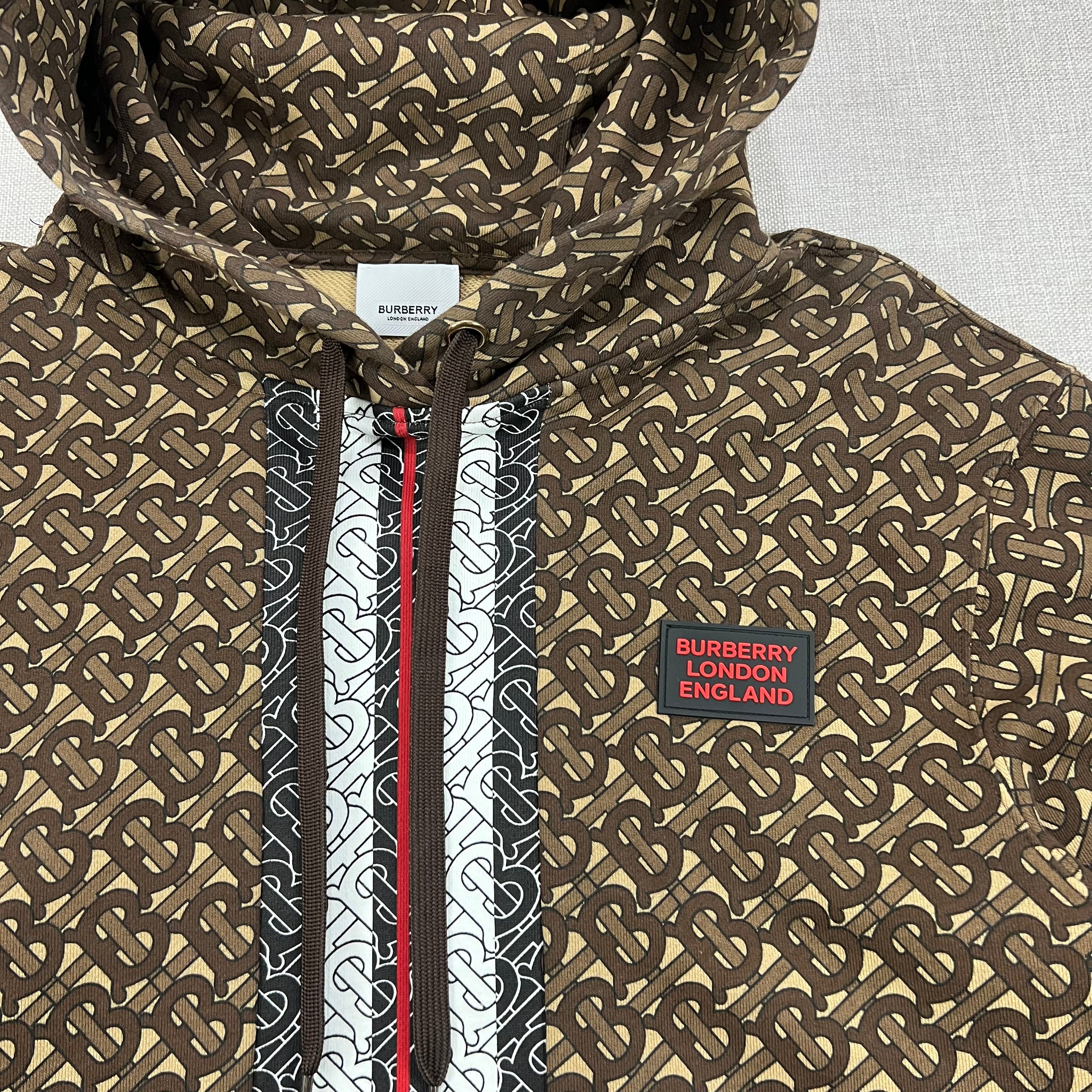 BURBERRY LONDON BROWN TB MONOGRAM HOODIE