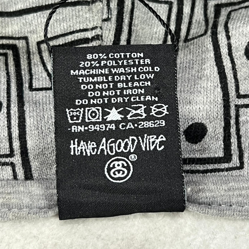 STUSSY TOMTOM TRIBAL PATTERN GRAY HOODIE