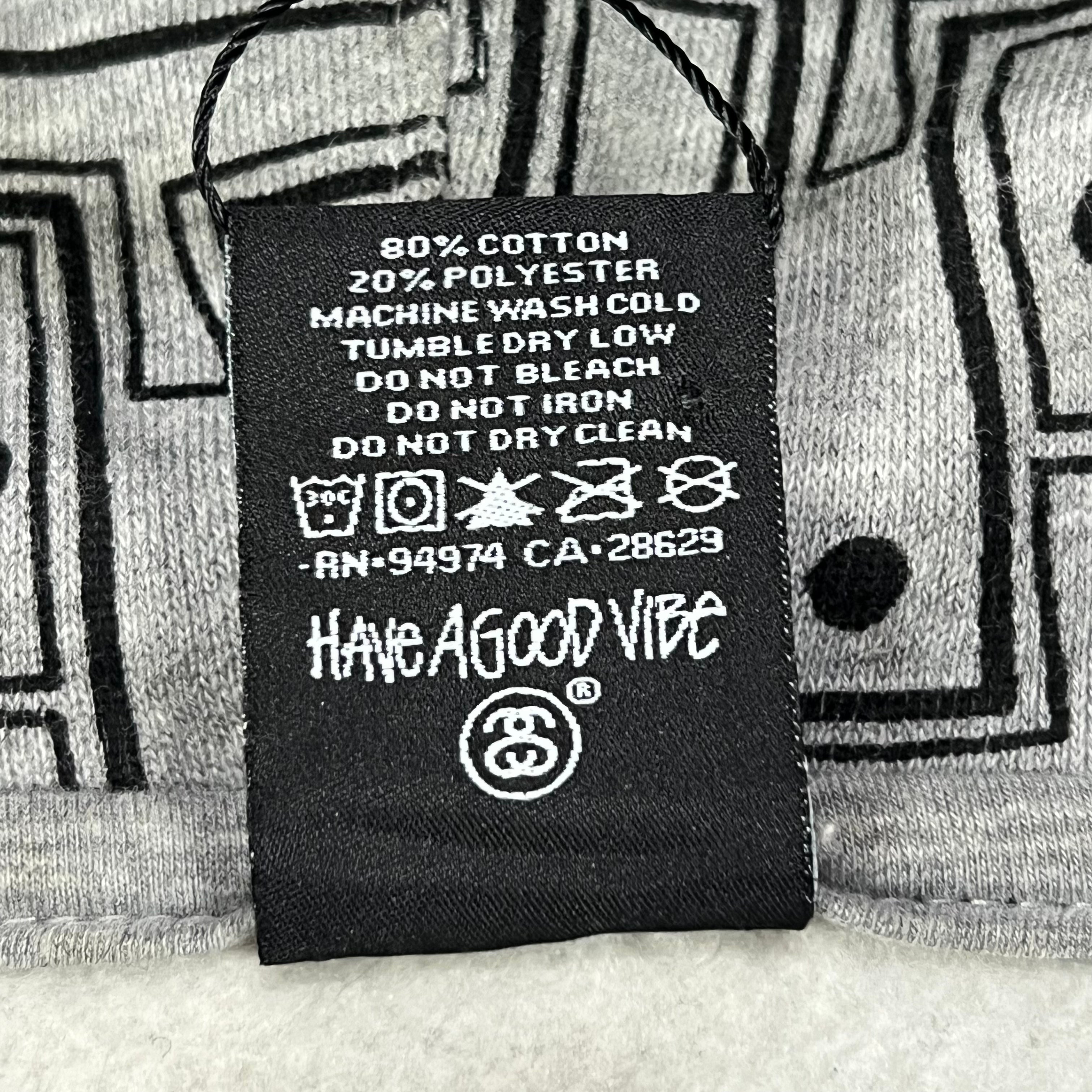 STUSSY TOMTOM TRIBAL PATTERN GRAY HOODIE