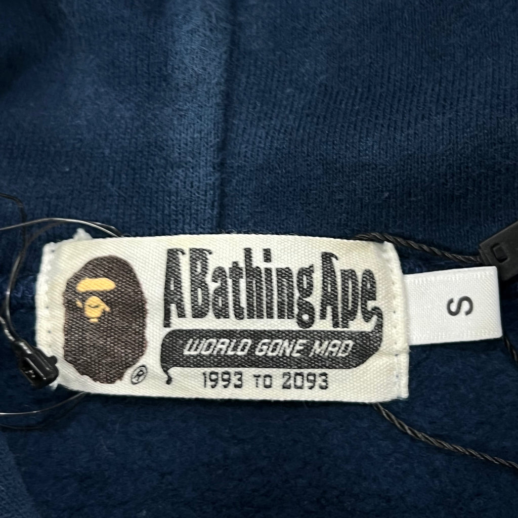 BAPE LARGE FLOCKED GRAPHIC LOGO PULLOVER HOODIE