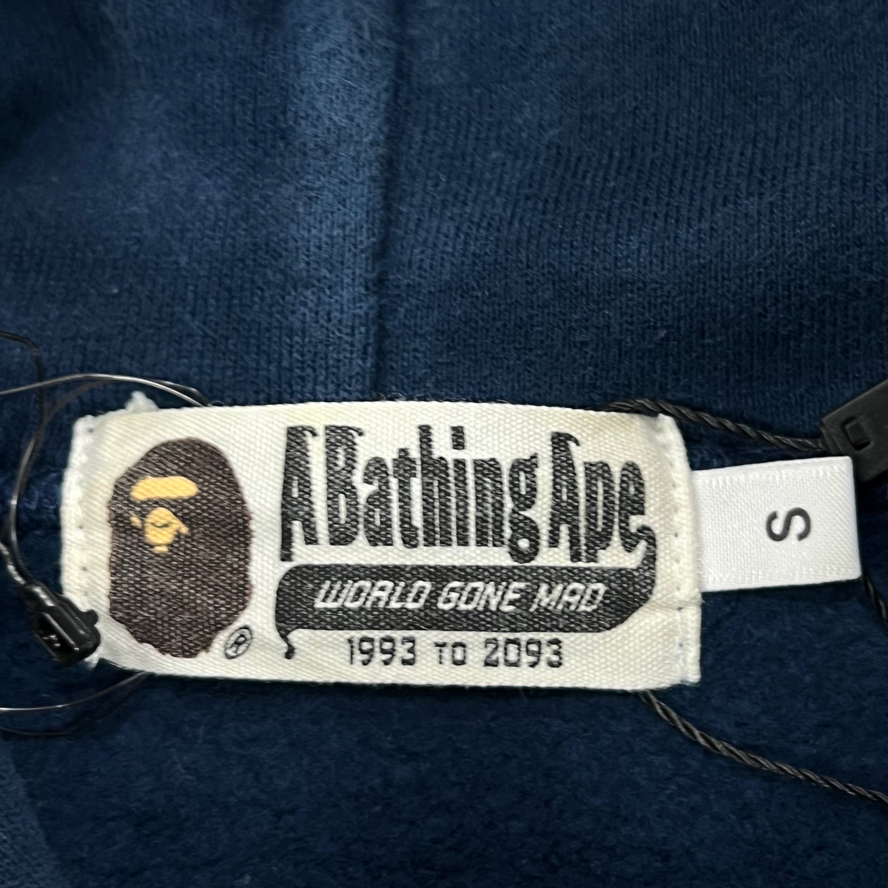 BAPE LARGE FLOCKED GRAPHIC LOGO PULLOVER HOODIE