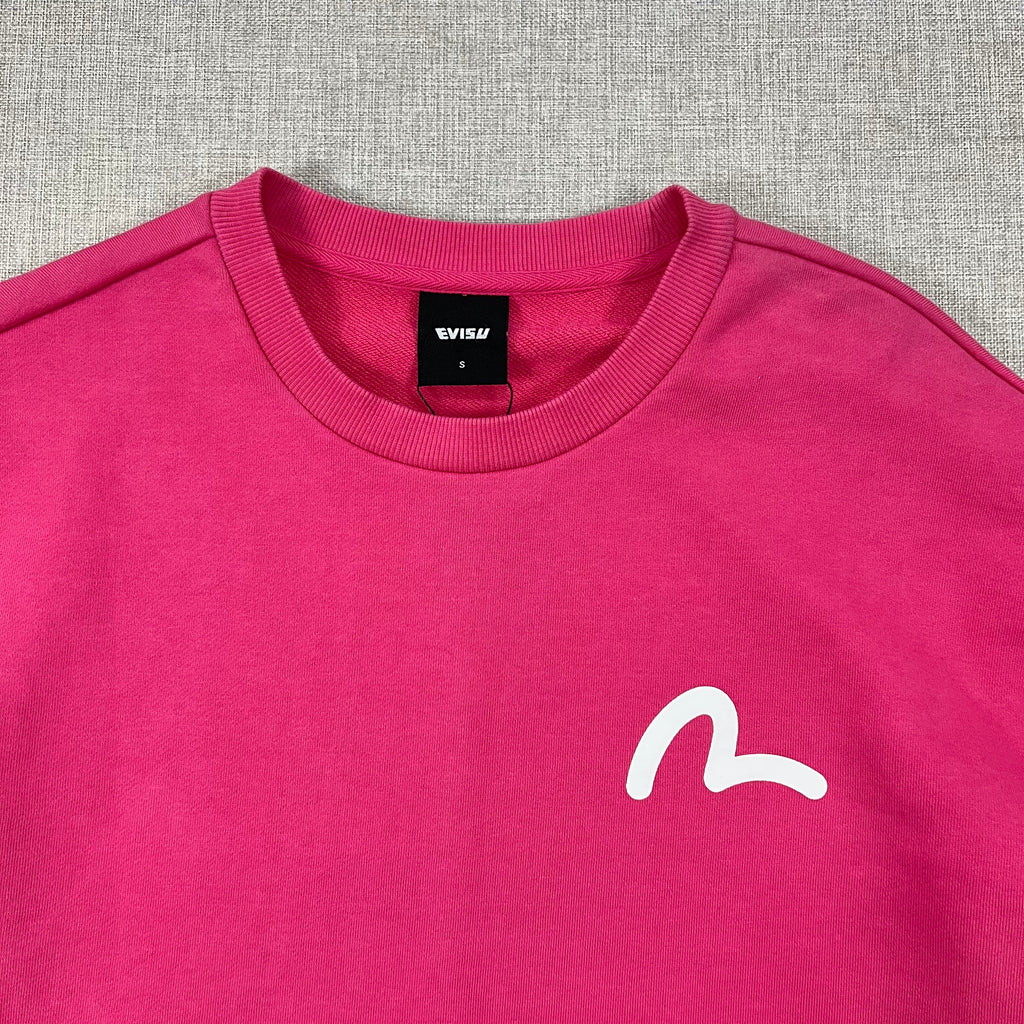 EVISU BRIGHT PINK SMALL SEAGULL LOGO SWEATSHIRT