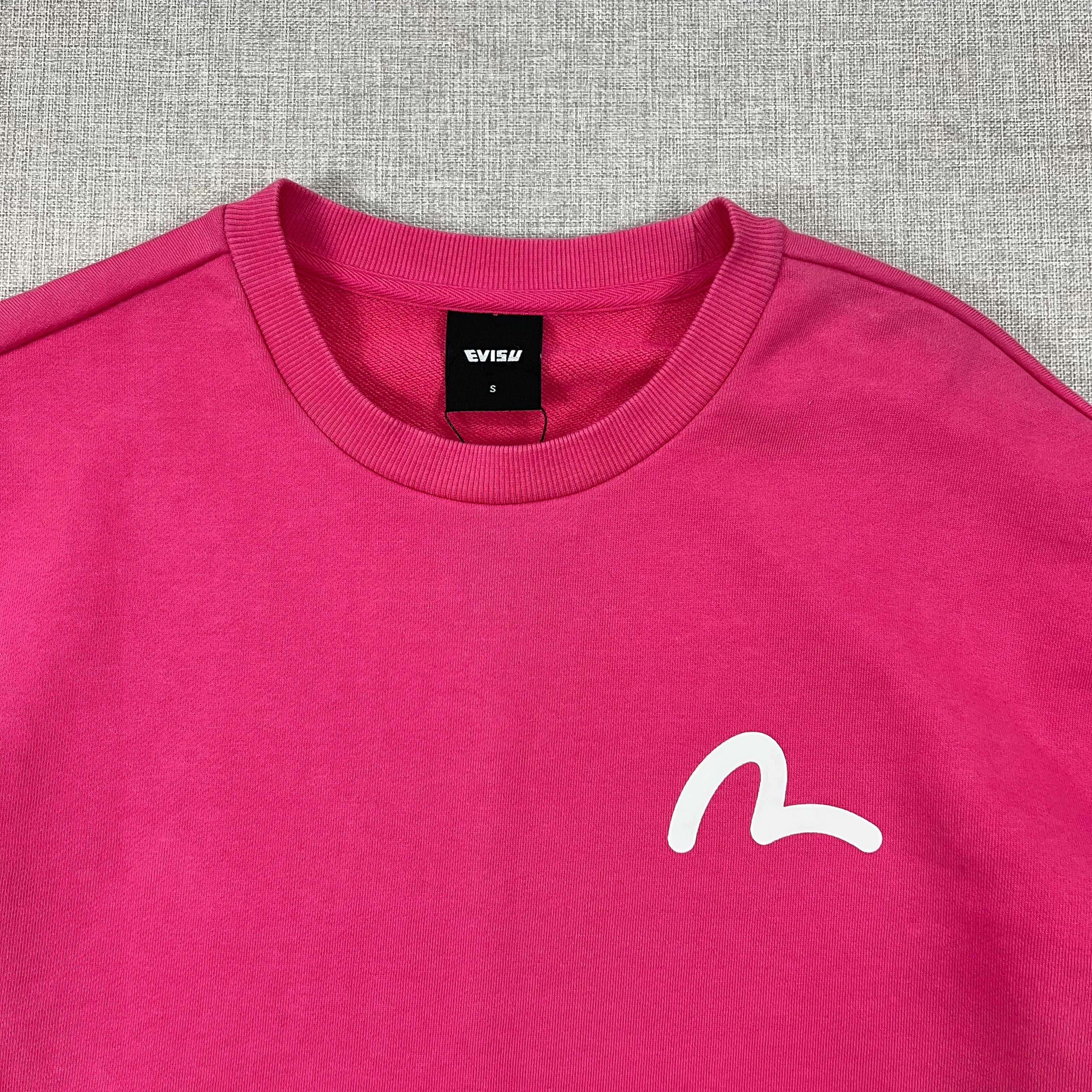 EVISU BRIGHT PINK SMALL SEAGULL LOGO SWEATSHIRT