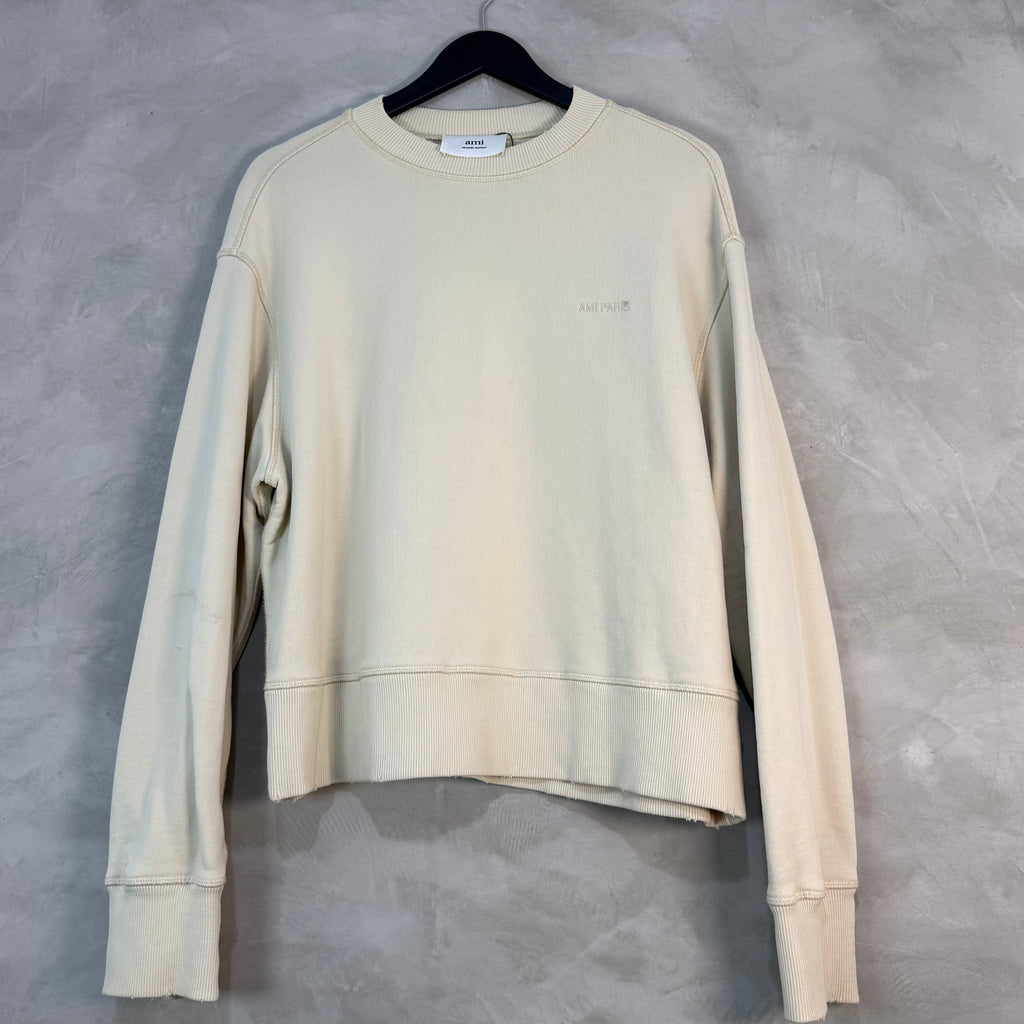 AMI PARIS FADE OUT LOGO DISTRESSED SWEATSHIRT