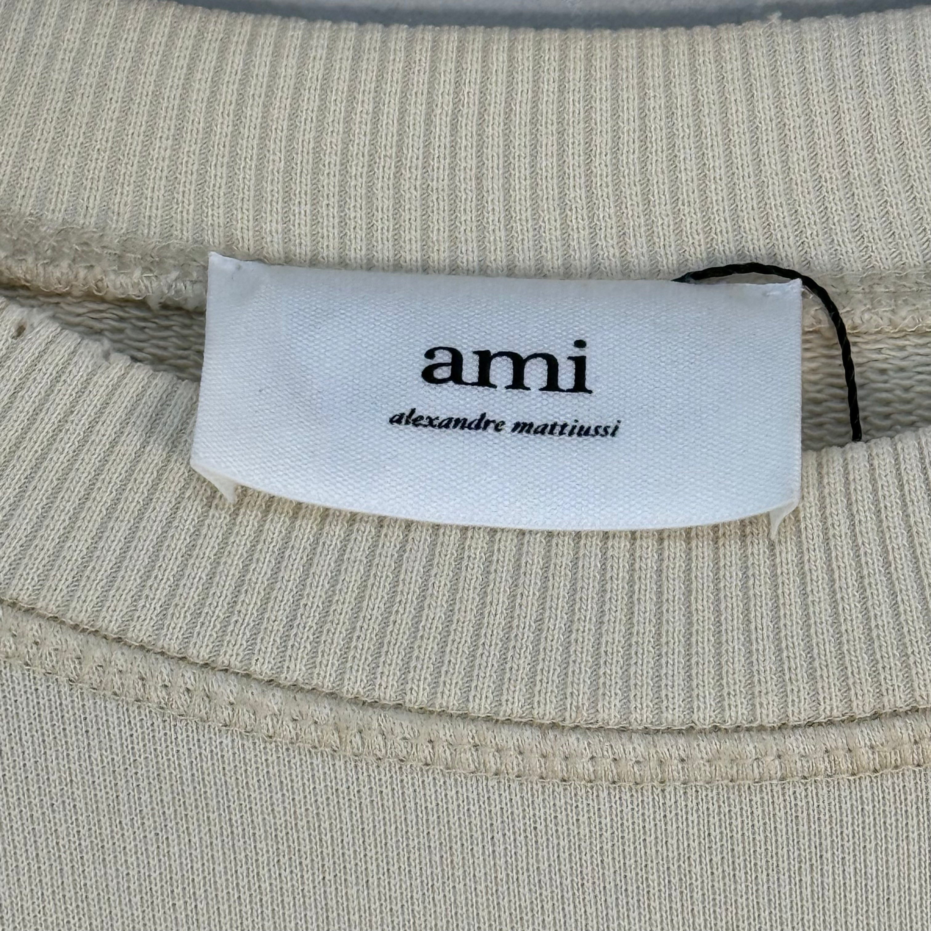 AMI PARIS FADE OUT LOGO DISTRESSED SWEATSHIRT