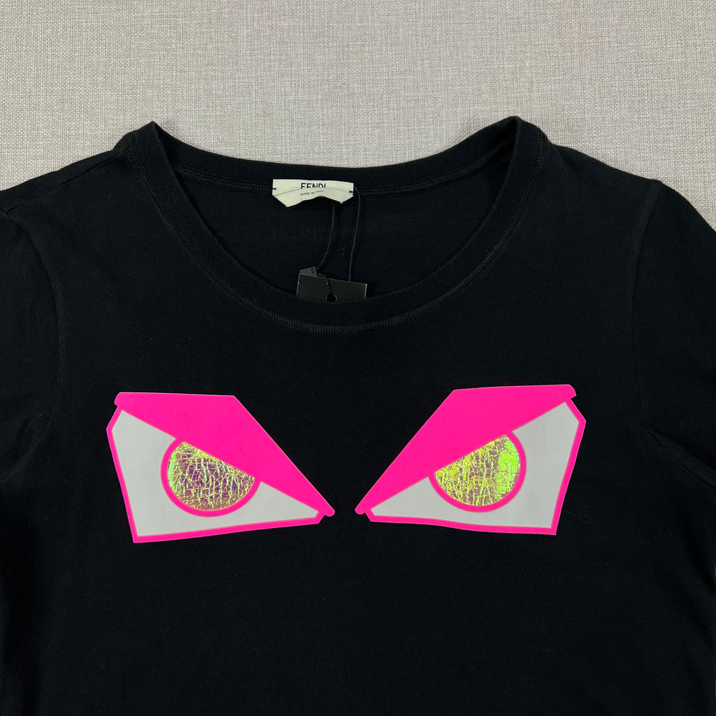 FENDI BLACK "MONSTER EYES" GRAPHIC TEE