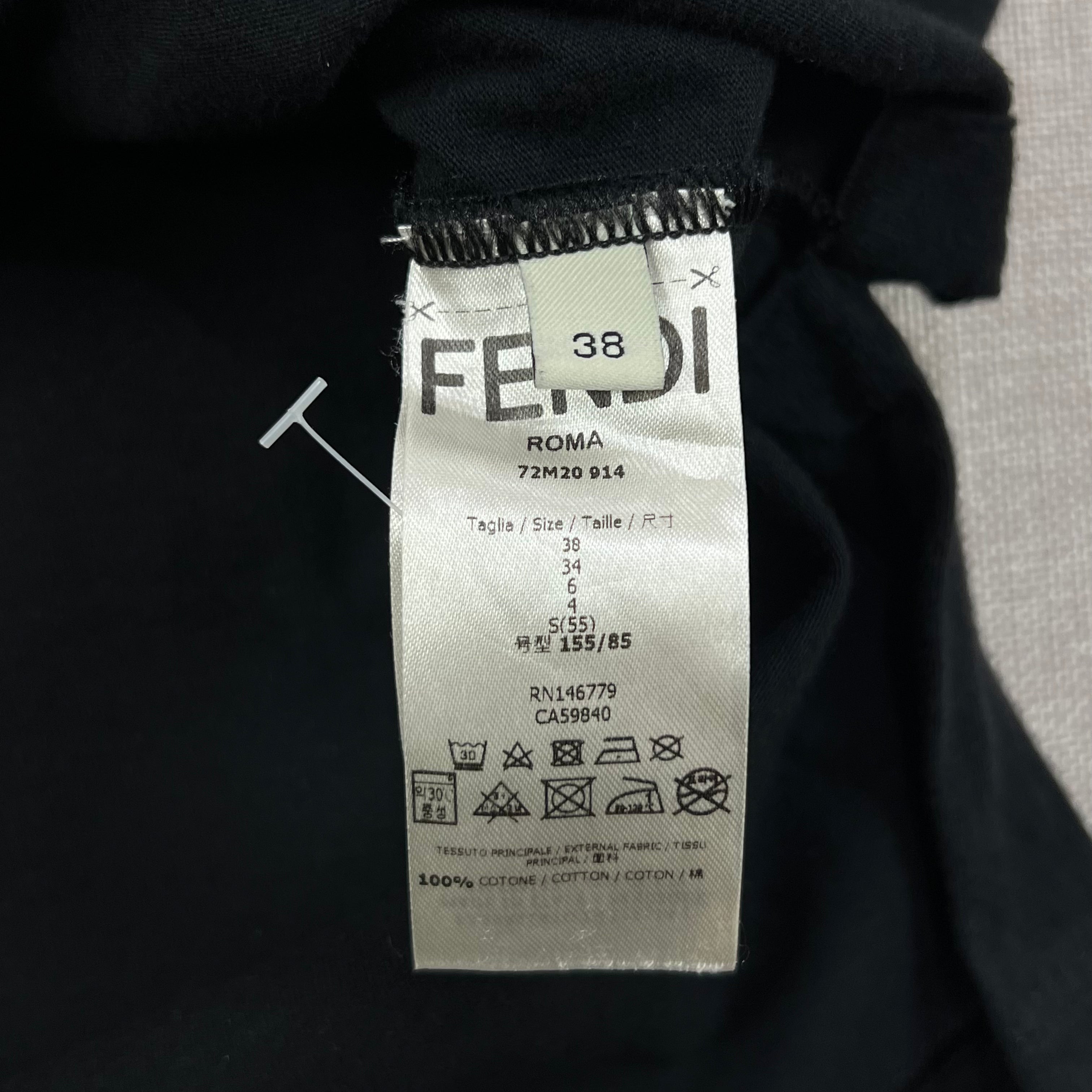 FENDI BLACK "MONSTER EYES" GRAPHIC TEE