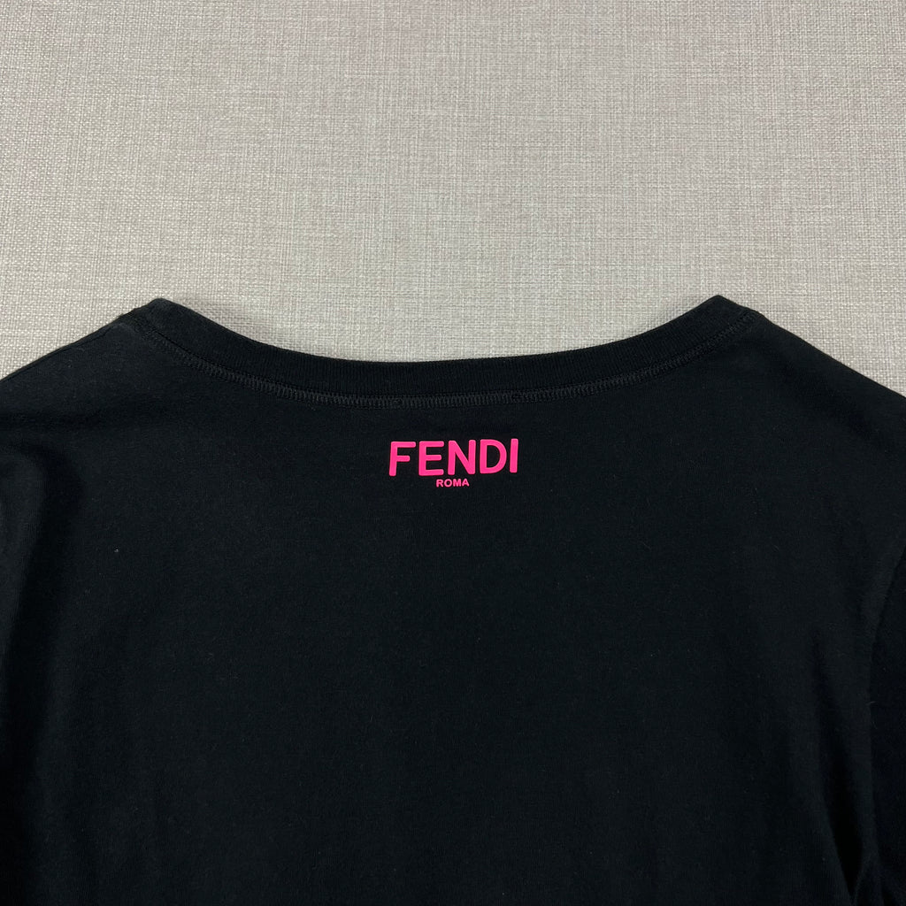 FENDI BLACK "MONSTER EYES" GRAPHIC TEE