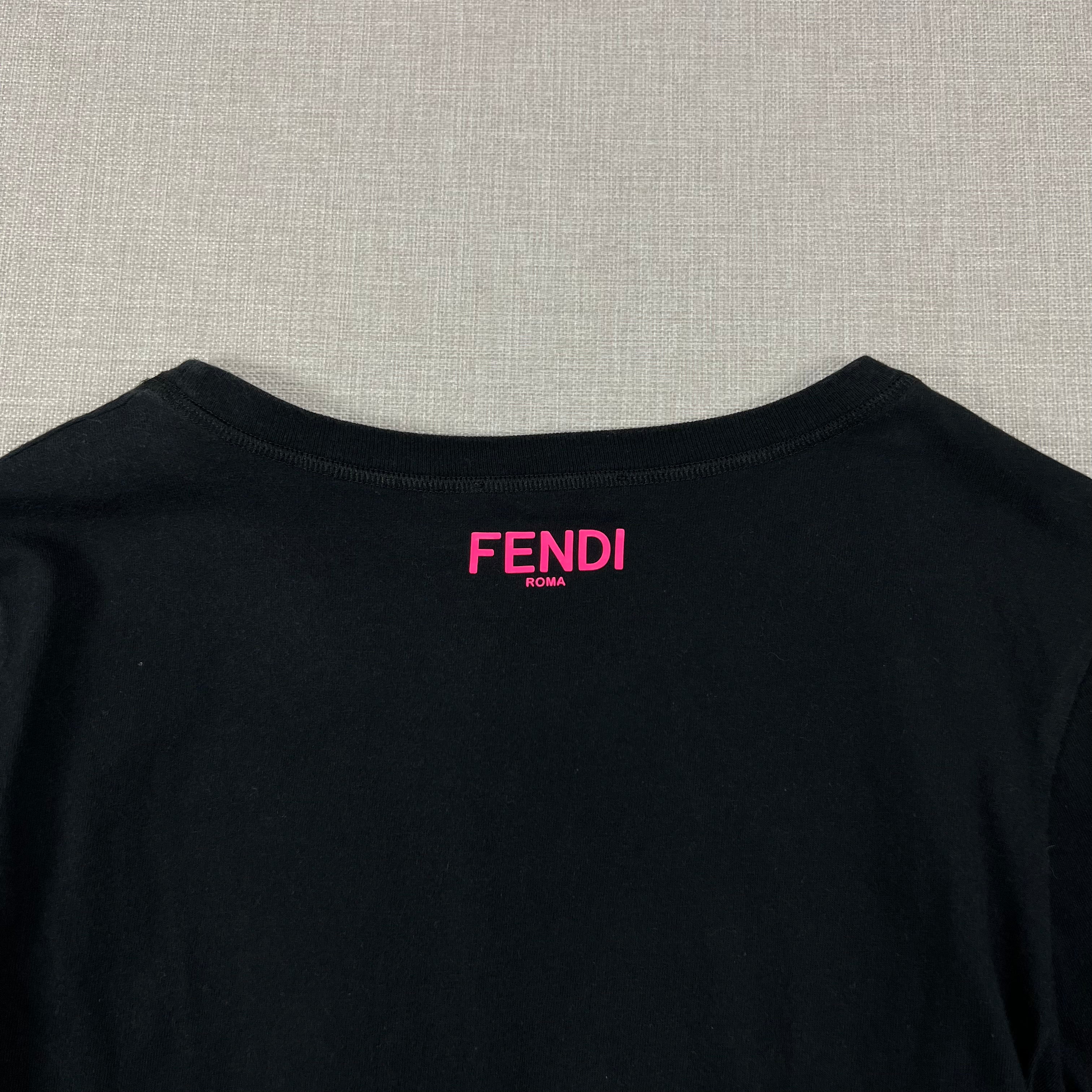 FENDI BLACK "MONSTER EYES" GRAPHIC TEE