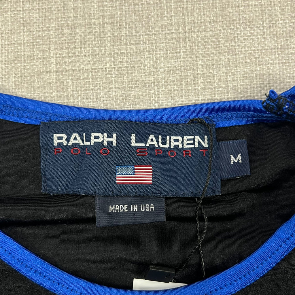 VINTAGE 1990'S RALPH LAUREN POLO SPORT MESH JERSEY BLUE SLEEVES