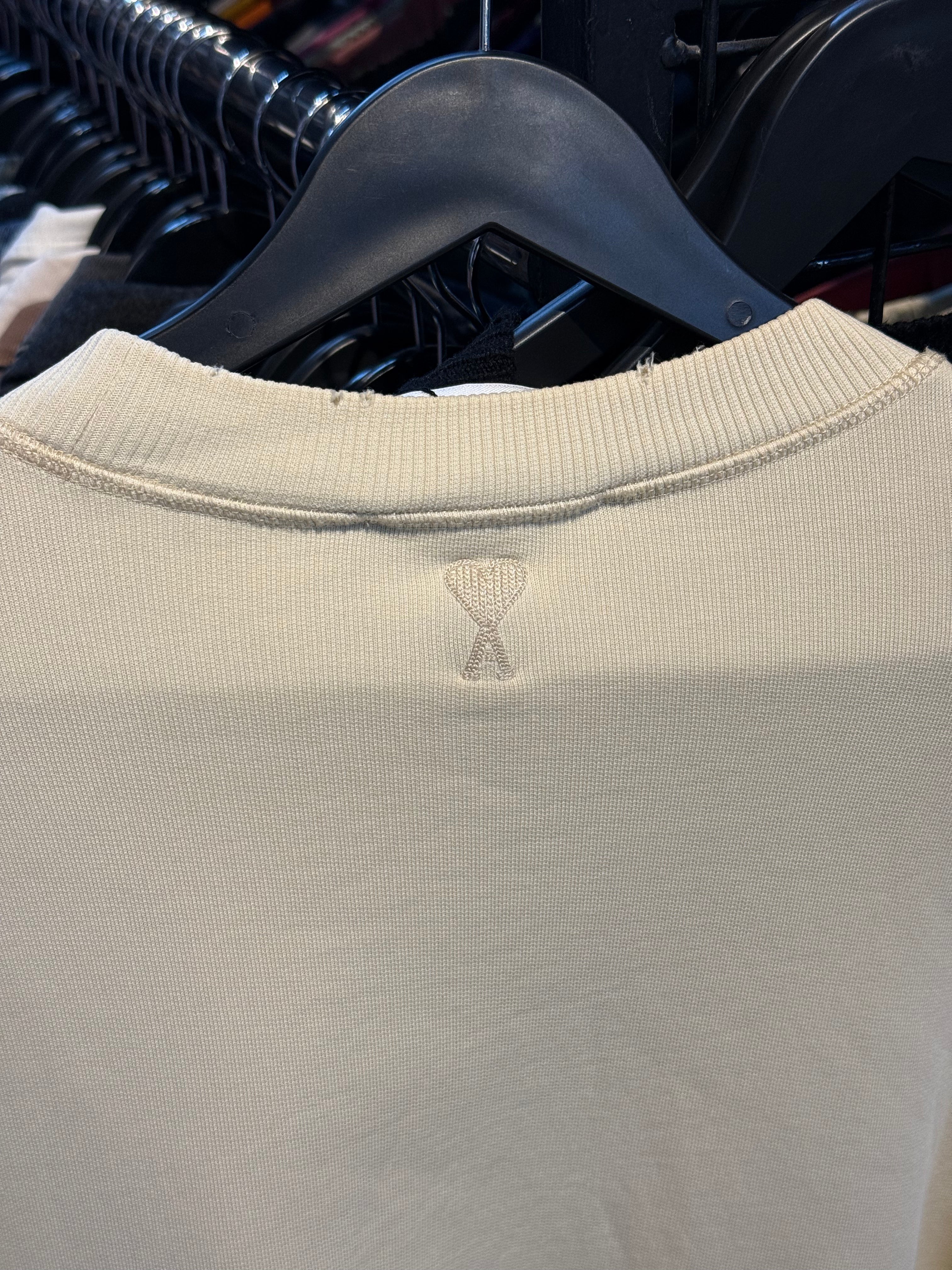 AMI PARIS FADE OUT LOGO DISTRESSED SWEATSHIRT