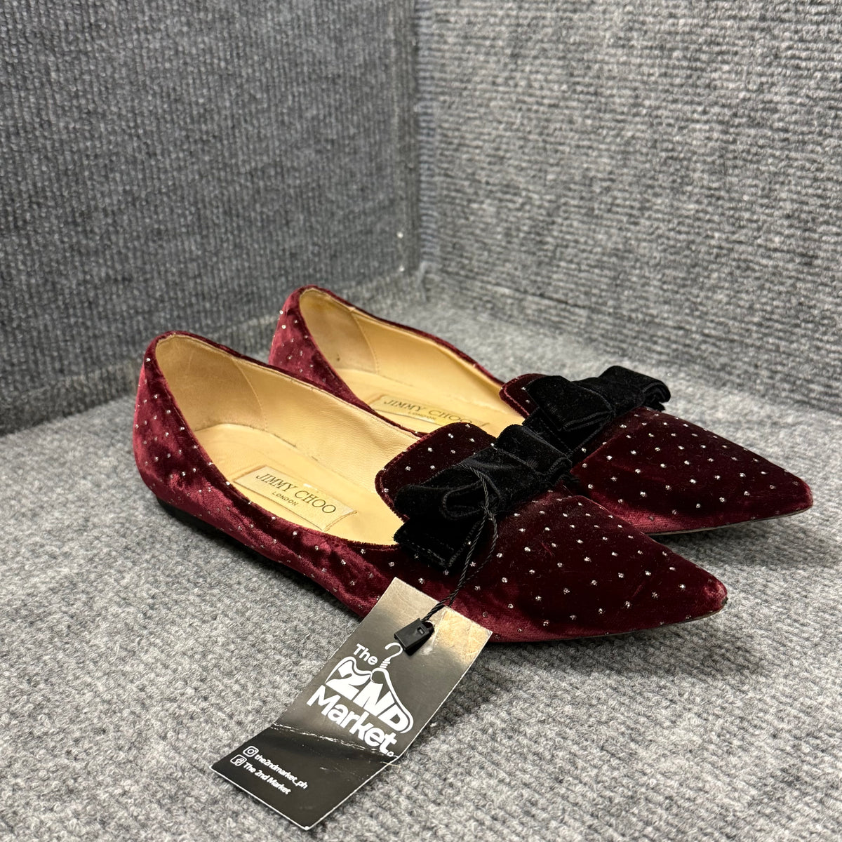 JIMMY CHOO VELVET FLAT
