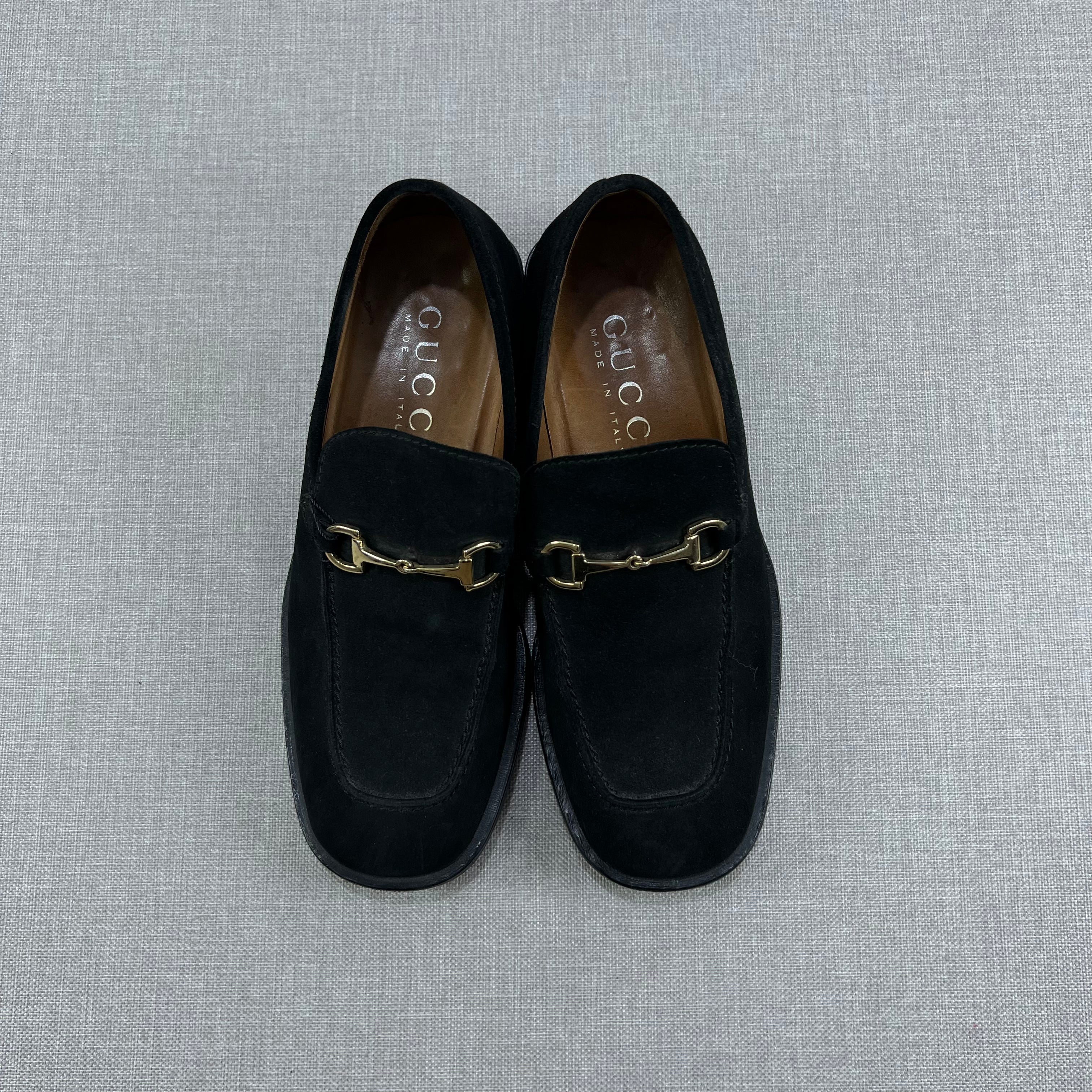 VINTAGE GUCCI SUEDE HORSEBIT LOAFERS