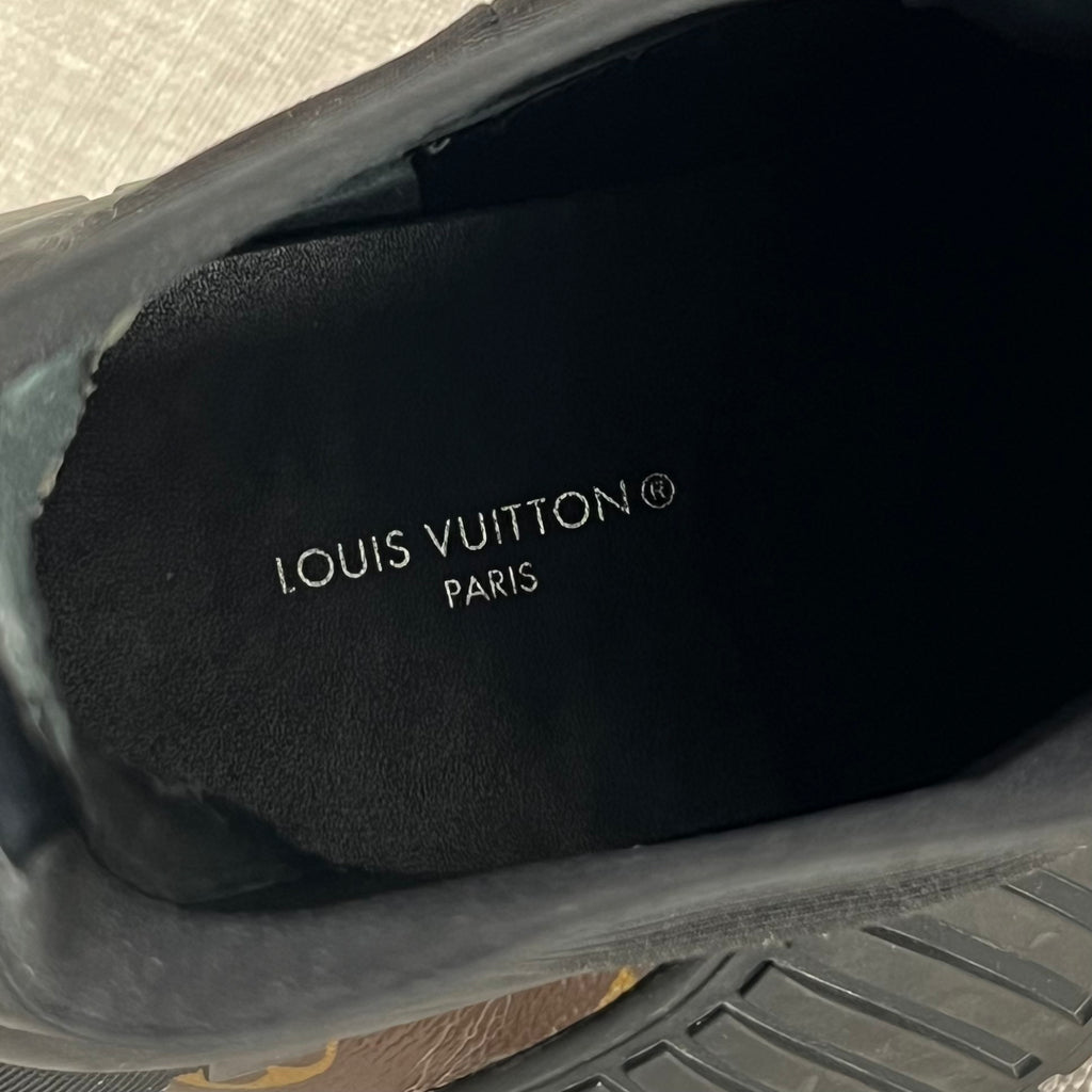 LOUIS VUITTON PATENT MONOGRAM RUBY FLAT ANKLE BOOTS