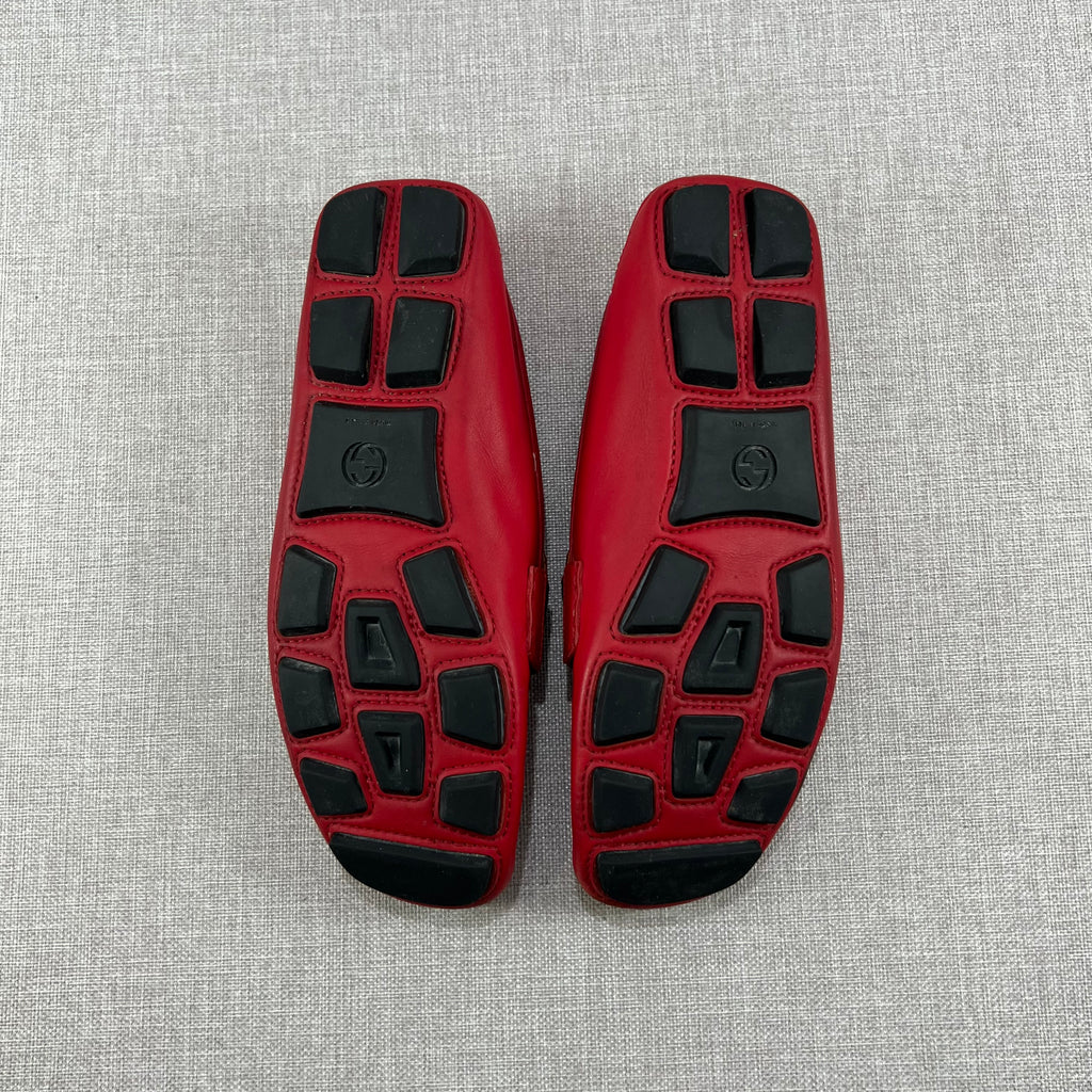 GUCCI GG RED LEATHER LOAFERS