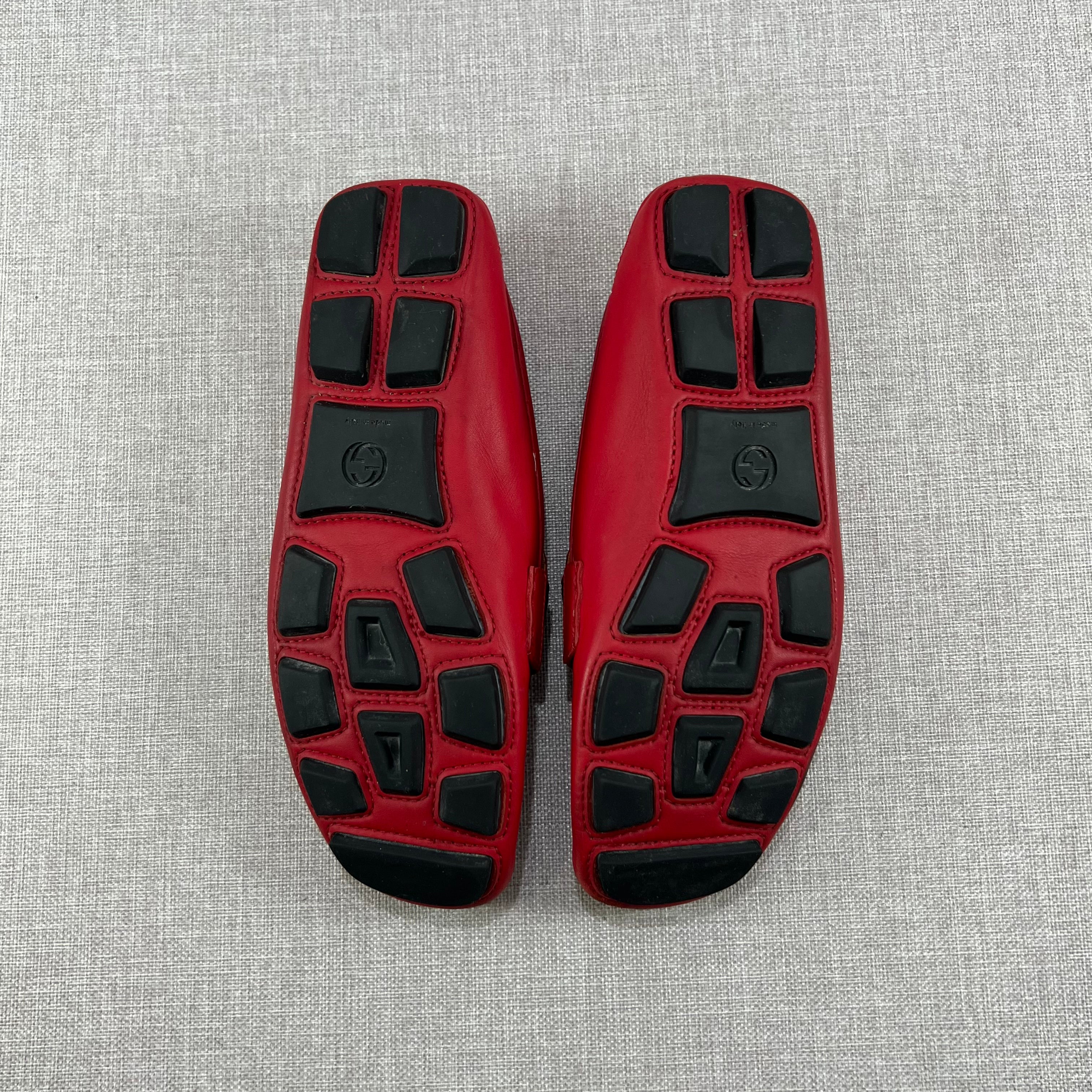 GUCCI GG RED LEATHER LOAFERS