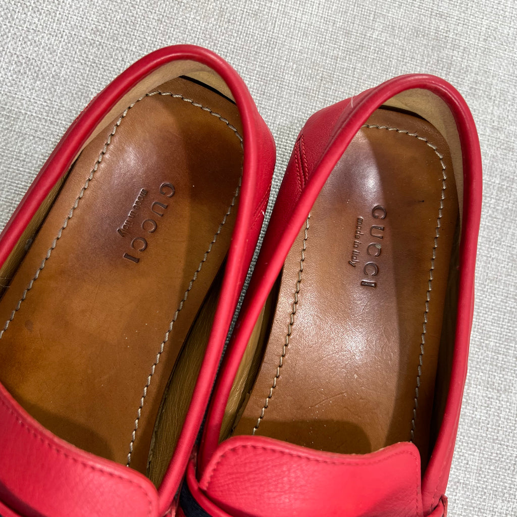 GUCCI GG RED LEATHER LOAFERS