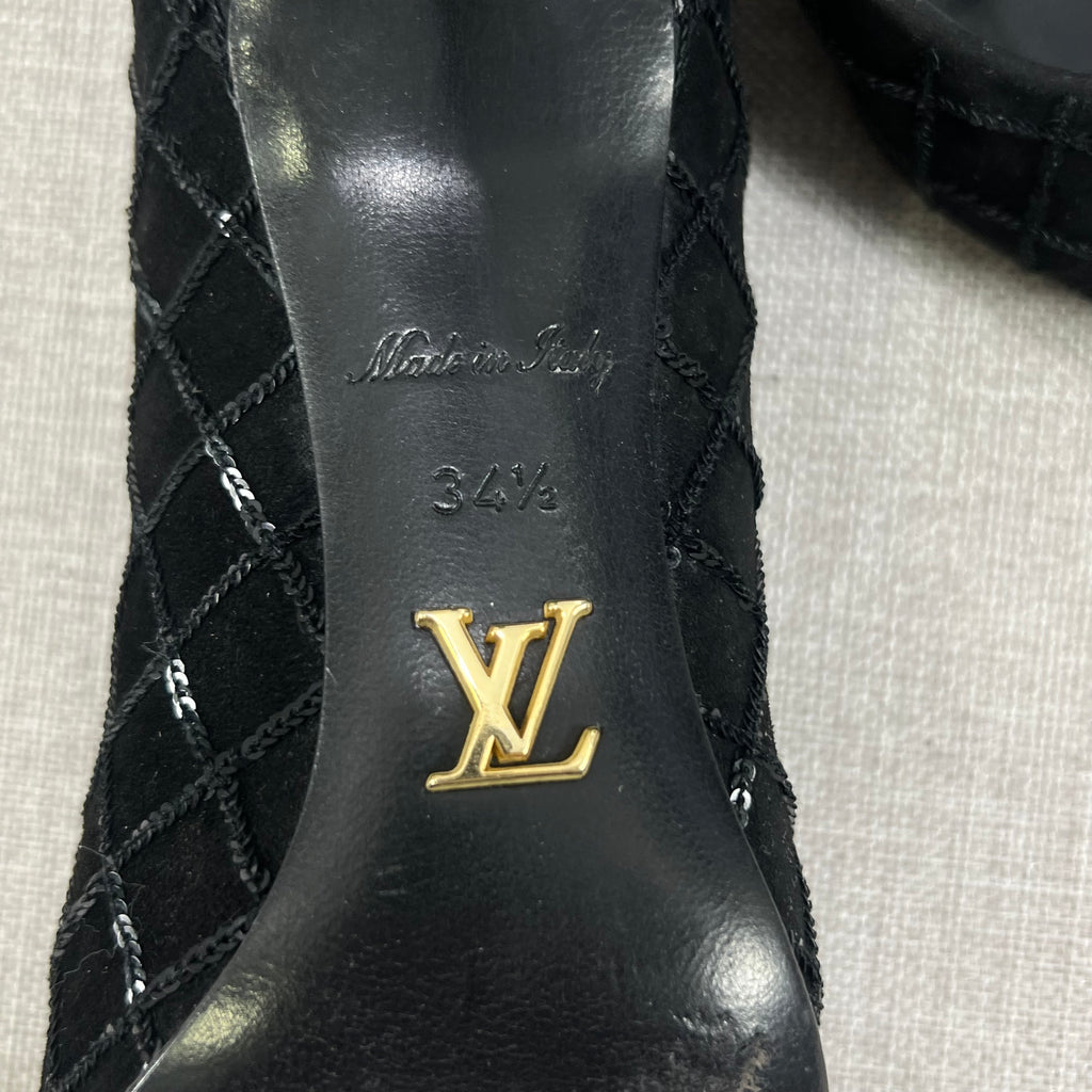 LOUIS VUITTON BLACK SEQUIN HEELS