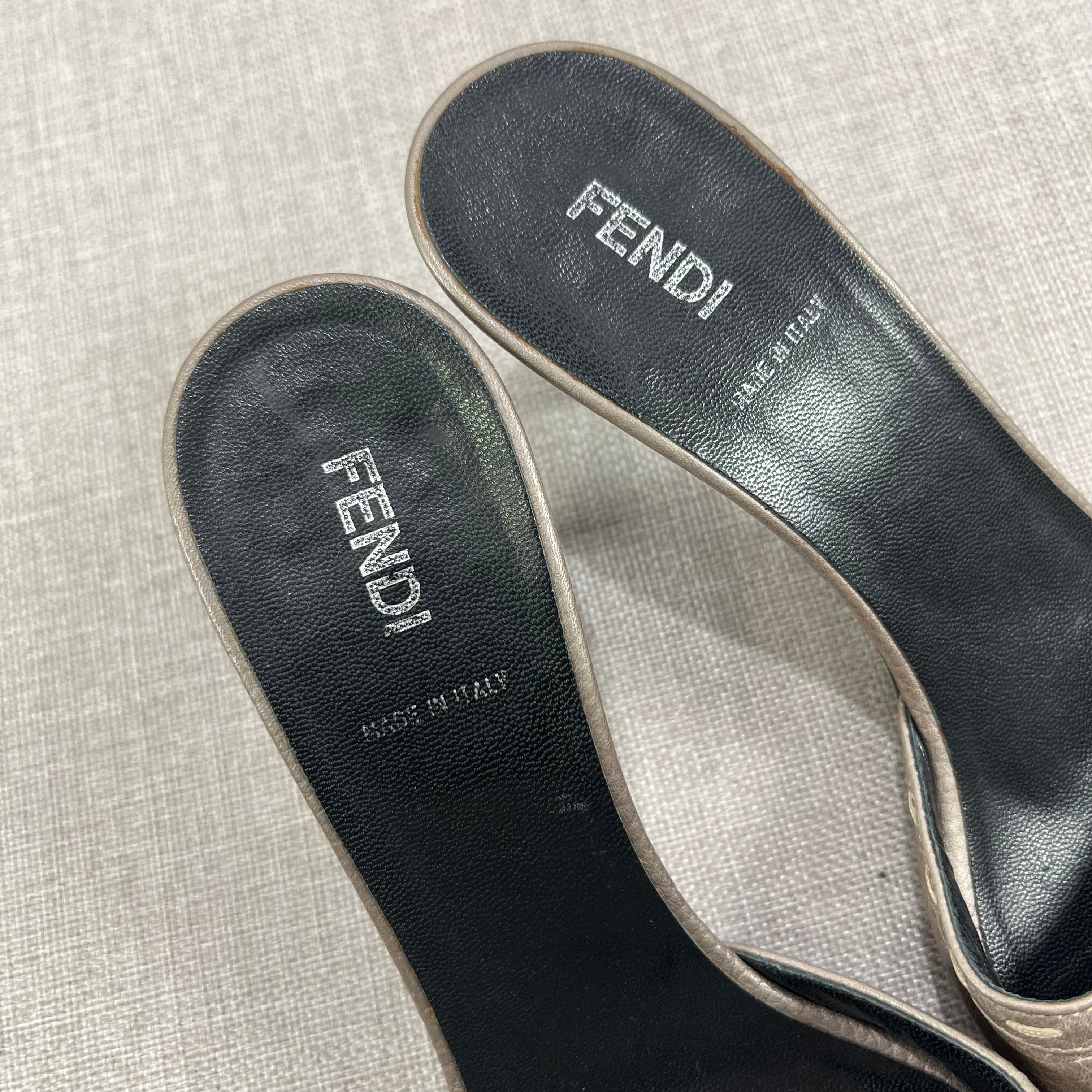 FENDI KITTEN HEEL MULES
