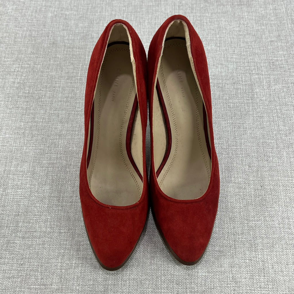 RED SUEDE CELINE PUMPS
