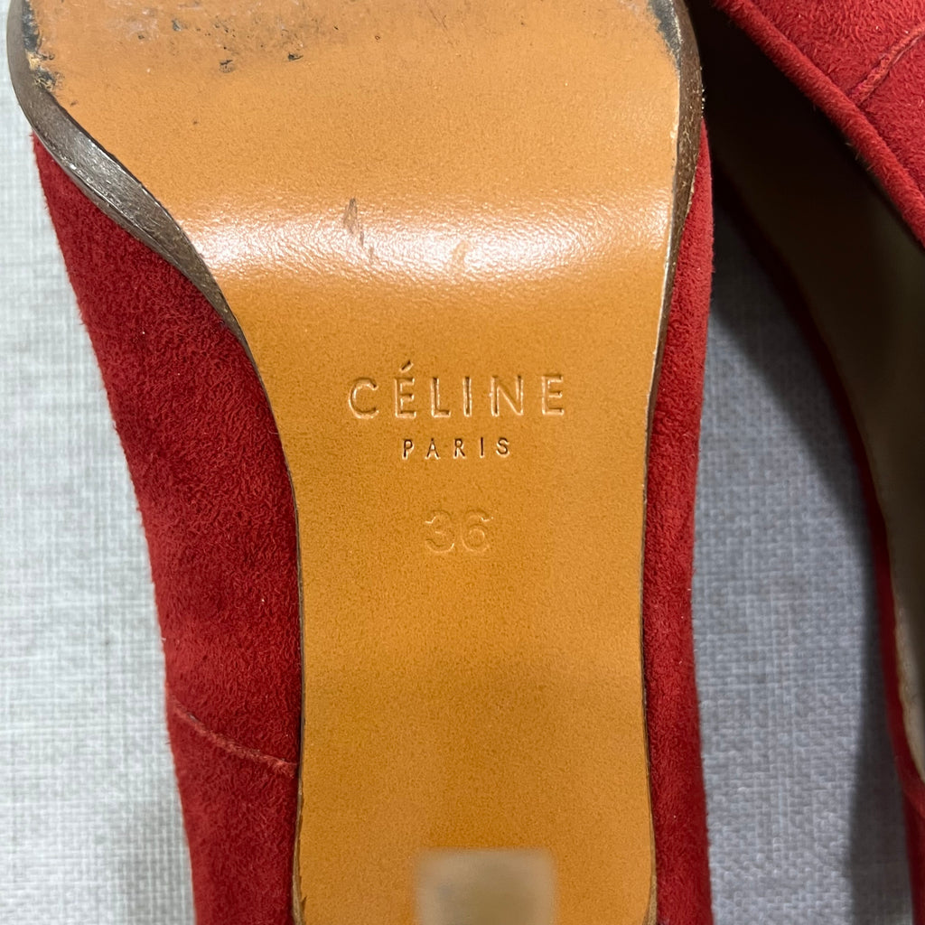 RED SUEDE CELINE PUMPS