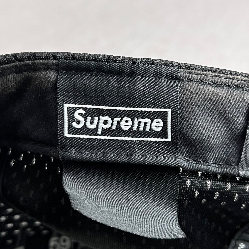 BLACK SUPREME NEW ERA 59FIFTY MESH BOX LOGO BASEBALL CAP