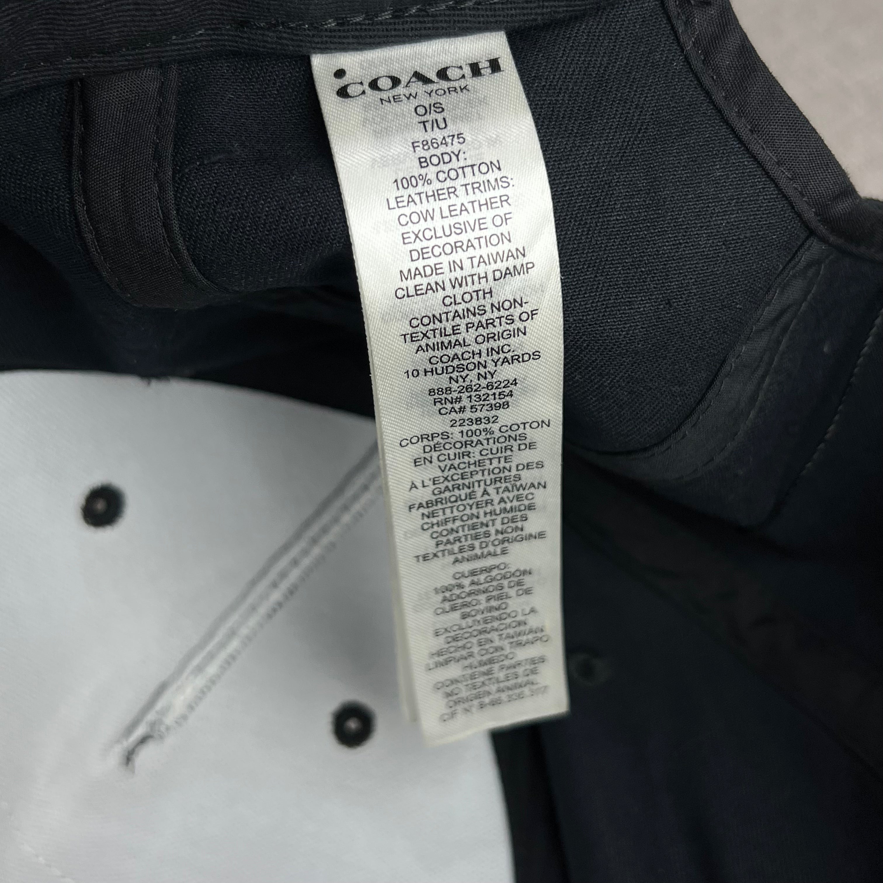 COACH COLOR BLOCK LEATHER FLAT BRIM CAP