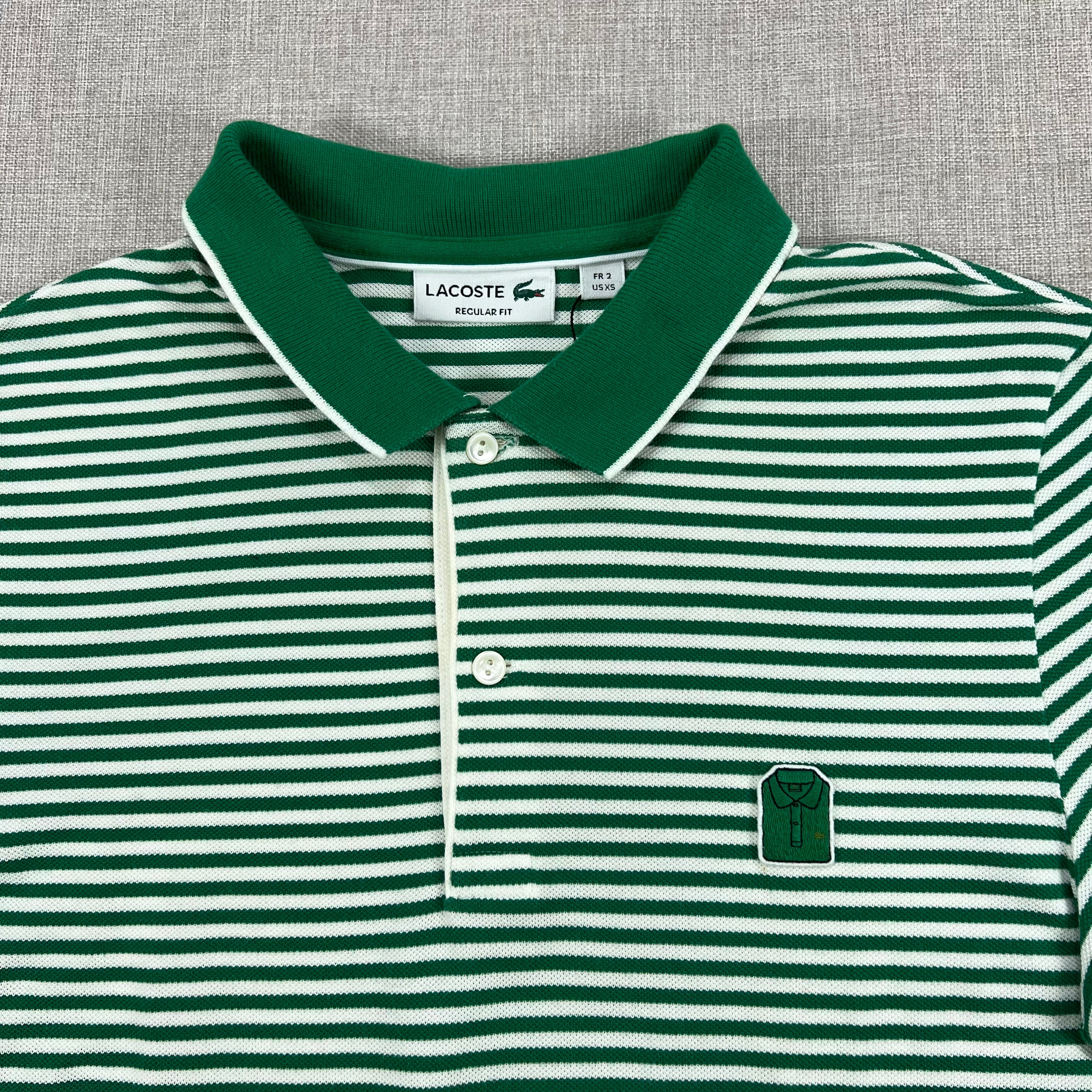LACOSTE GREEN STRIPED P/S