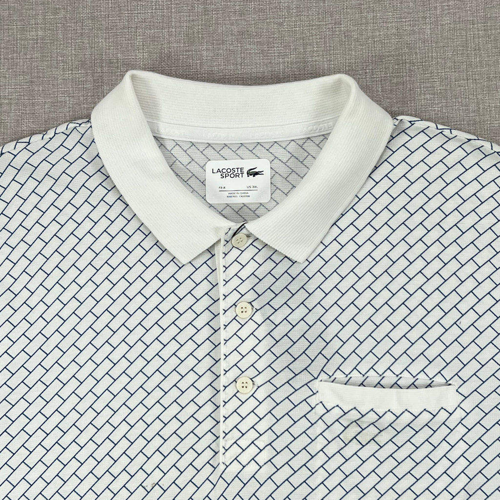 LACOSTE SPORTS GEOMETRIC GRID PATTERN POLO