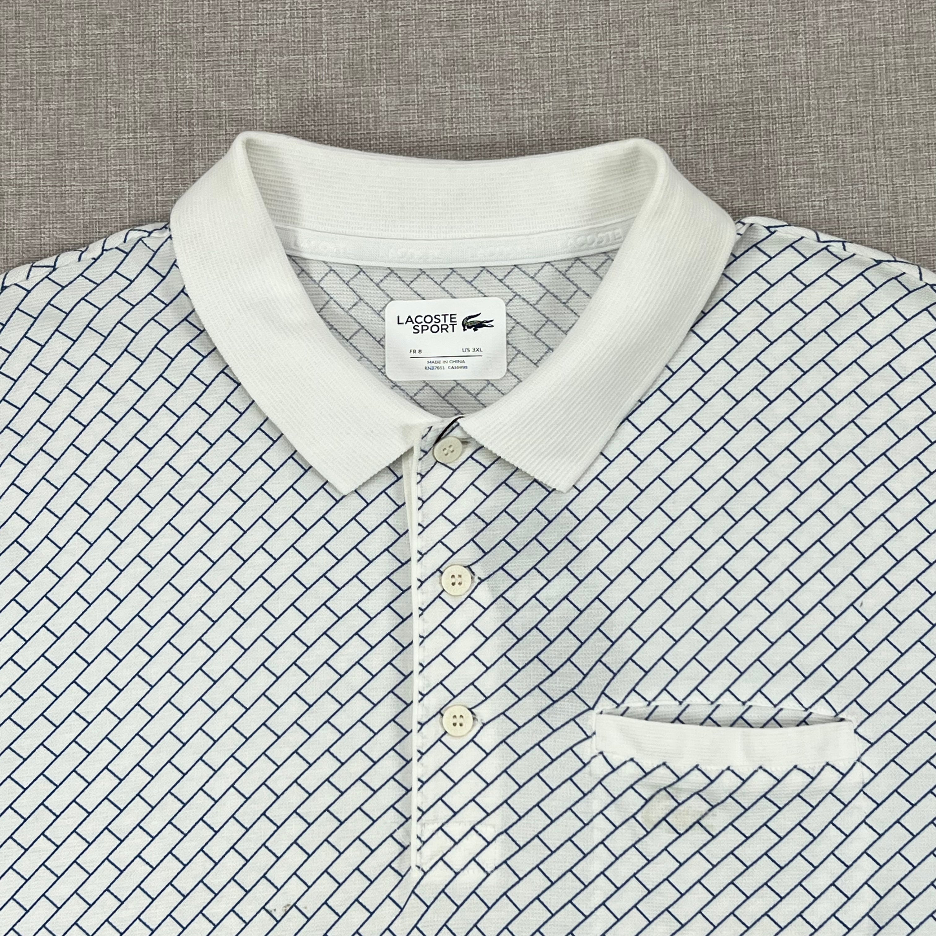 LACOSTE SPORTS GEOMETRIC GRID PATTERN POLO