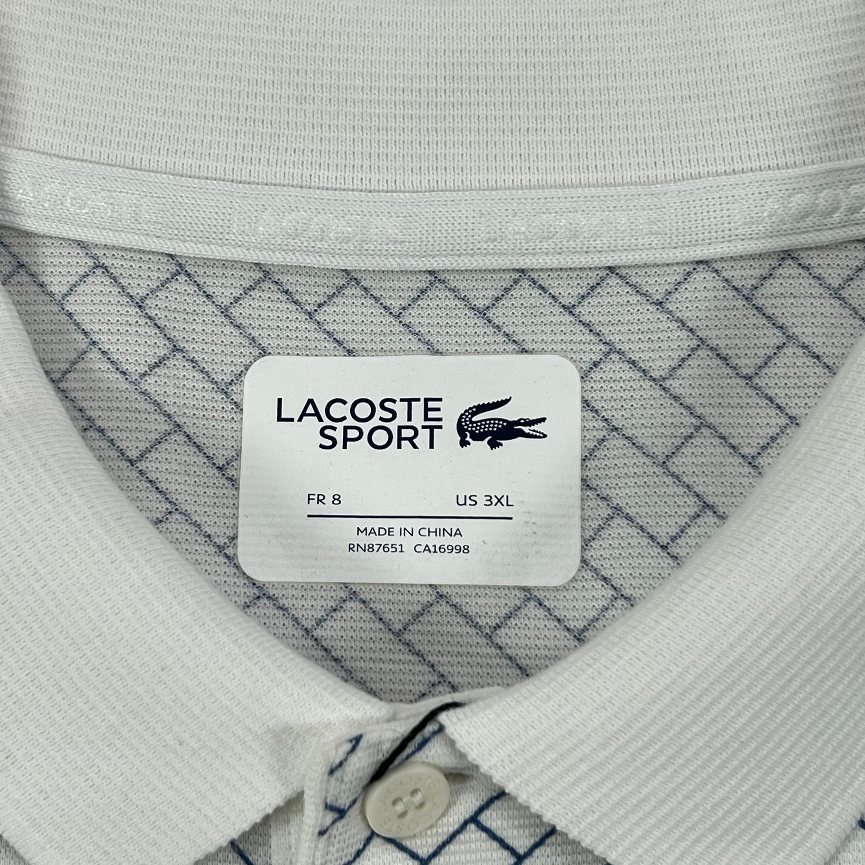 LACOSTE SPORTS GEOMETRIC GRID PATTERN POLO
