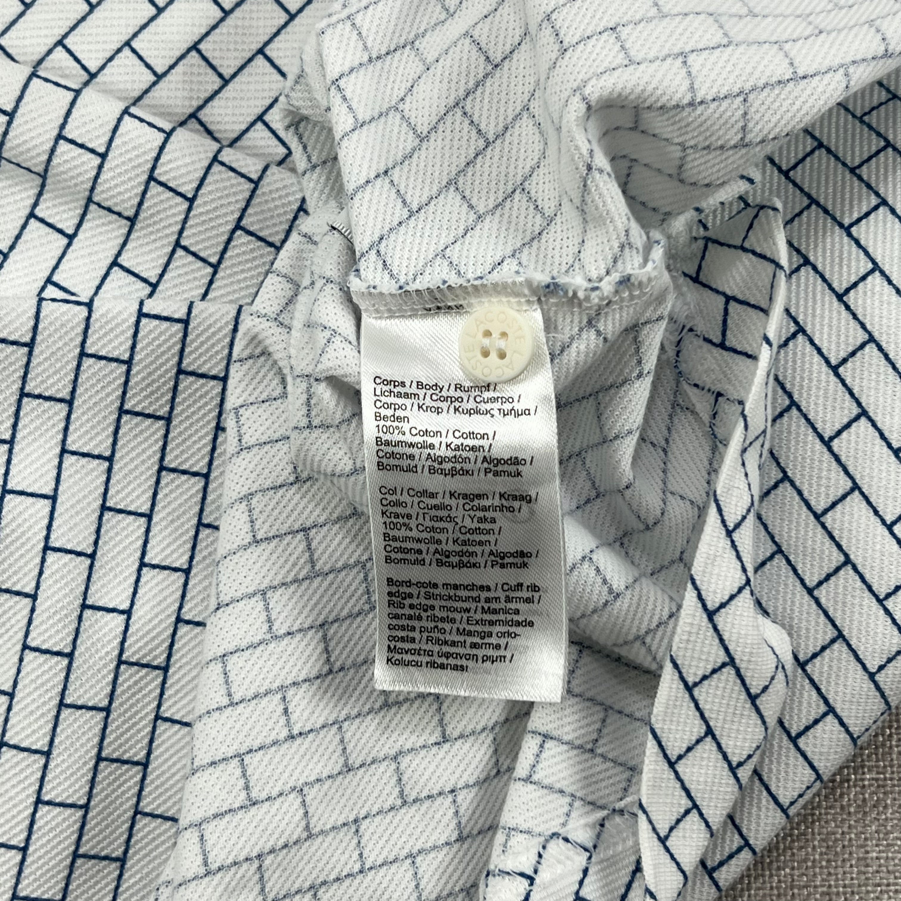 LACOSTE SPORTS GEOMETRIC GRID PATTERN POLO
