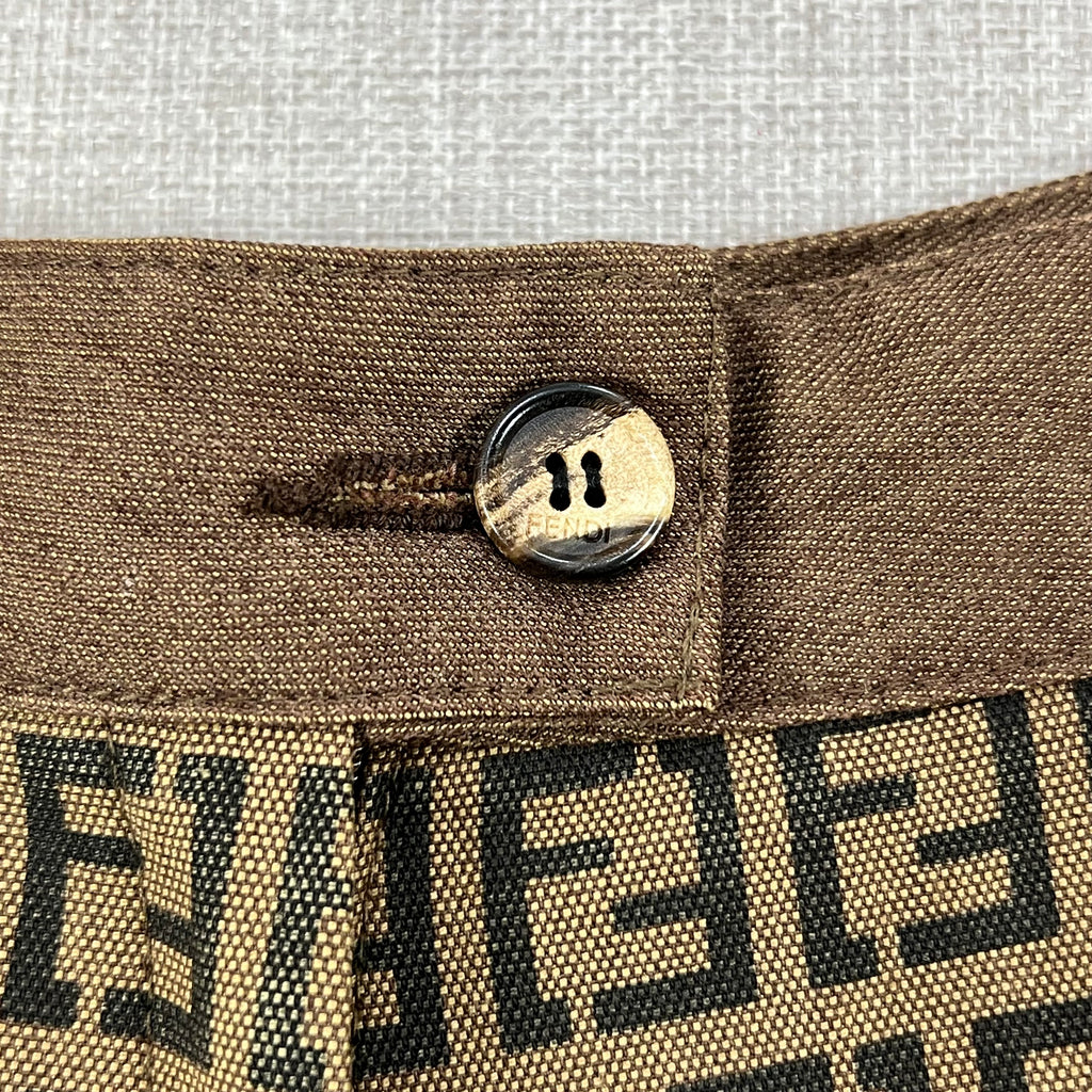 FENDI FF MONOGRAM SHORTS IN TOBACCO BROWN JACQUARD CANVAS