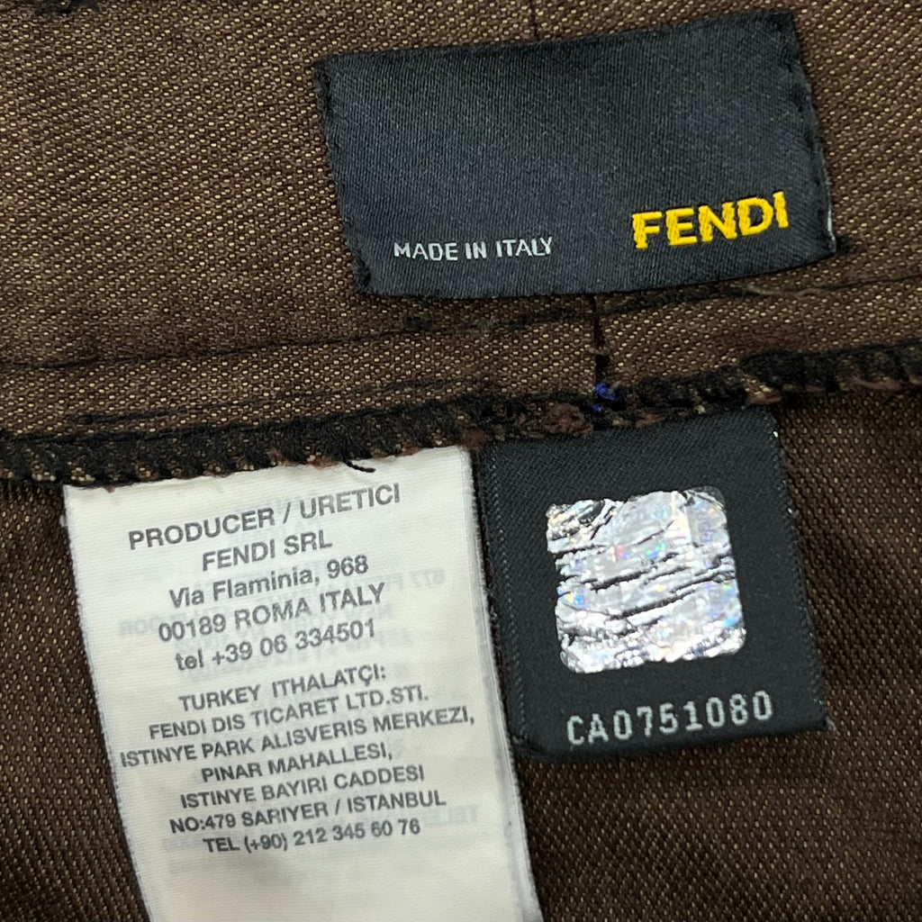 FENDI FF MONOGRAM SHORTS IN TOBACCO BROWN JACQUARD CANVAS