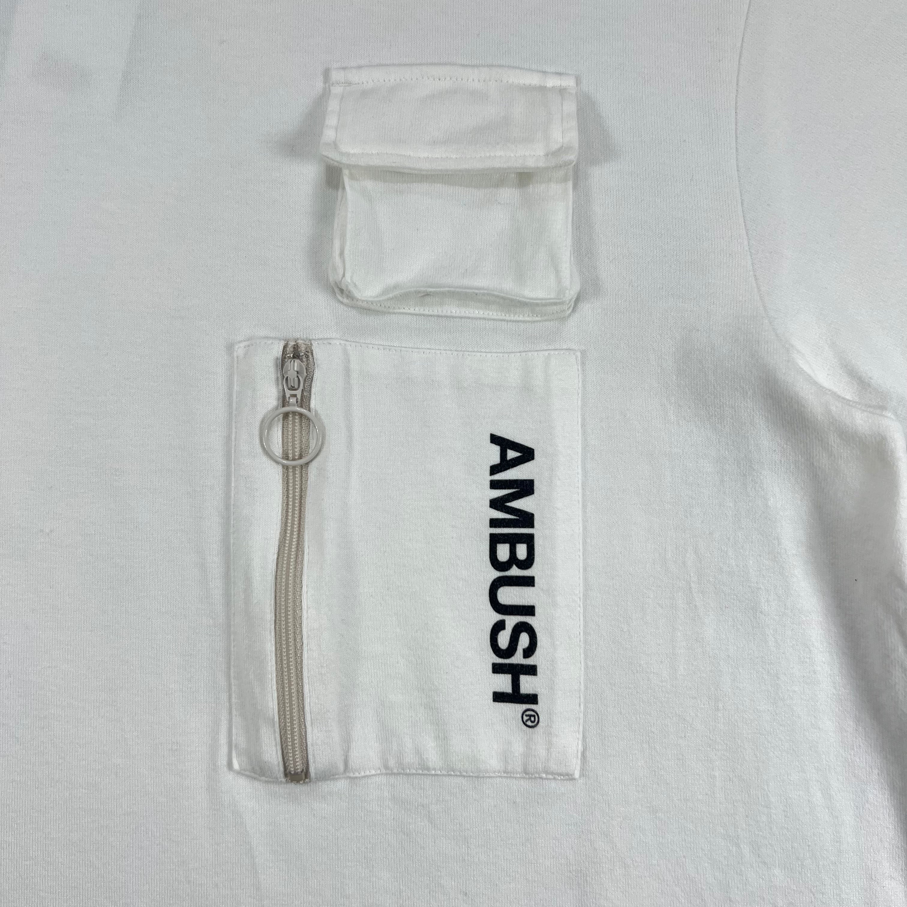 AMBUSH WHITE LOGO POCKET TEE